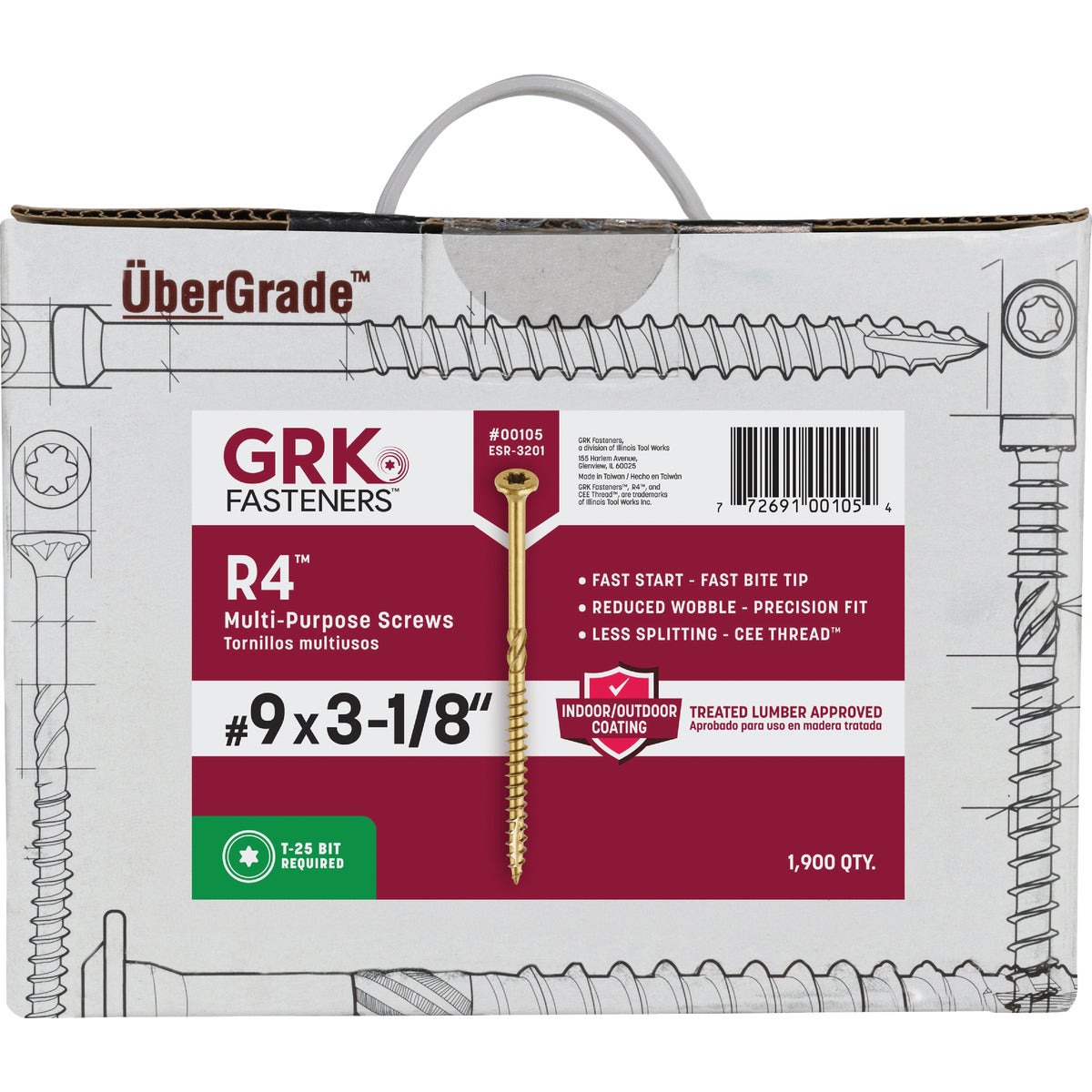 GRK R4 #9 x 3-1/8 In. Star Drive Multi-Purpose Wood Screw (1900-Count) Image 2