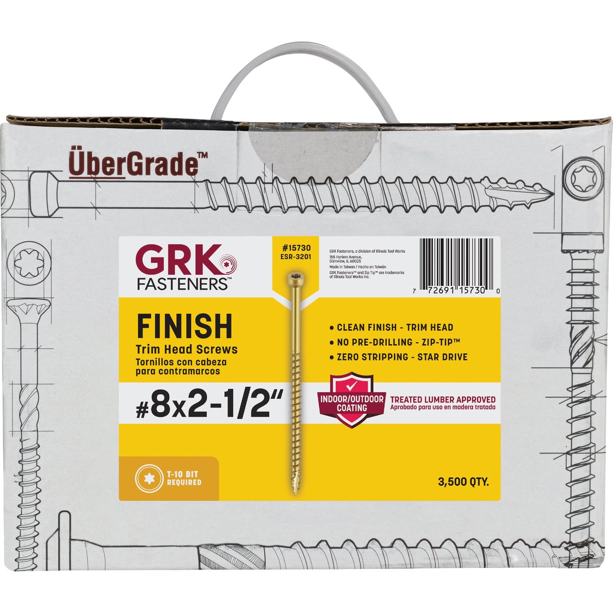 GRK #8 x 2-1/2 In. Star Drive Steel Trim Screw (3500-Count) Image 2