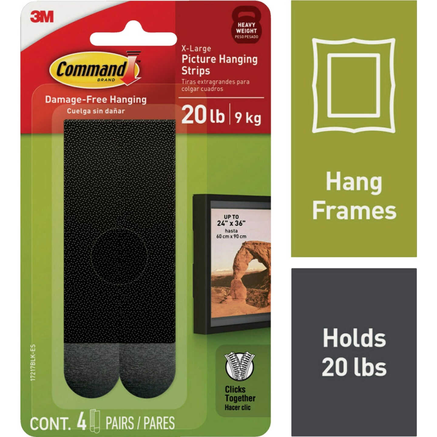 Command 20 Lb. Picture Hanging Strips, Black, 4 Pairs Image 1