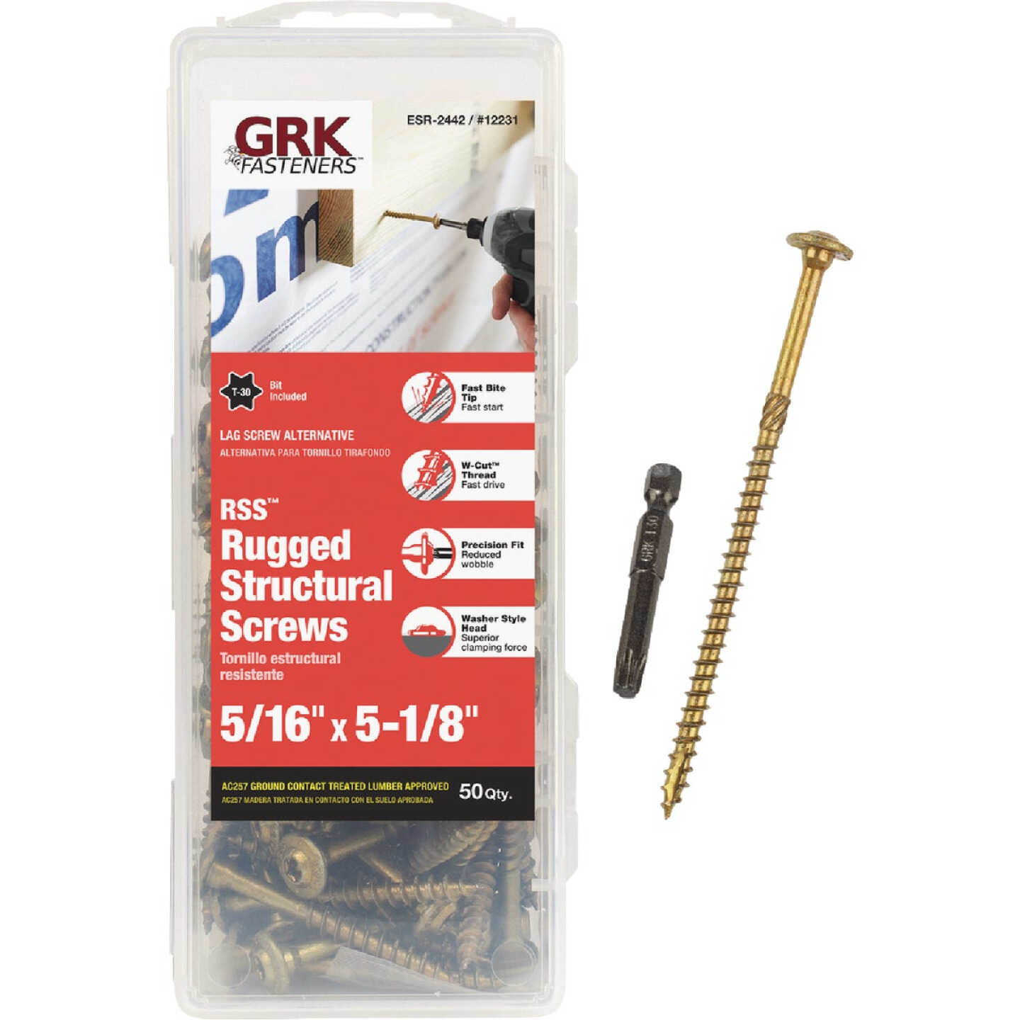 GRK RSS Rugged 5/16 In. x 5-1/8 In. Star Drive Washer-Head Structure Screw (50-Count) Image 1