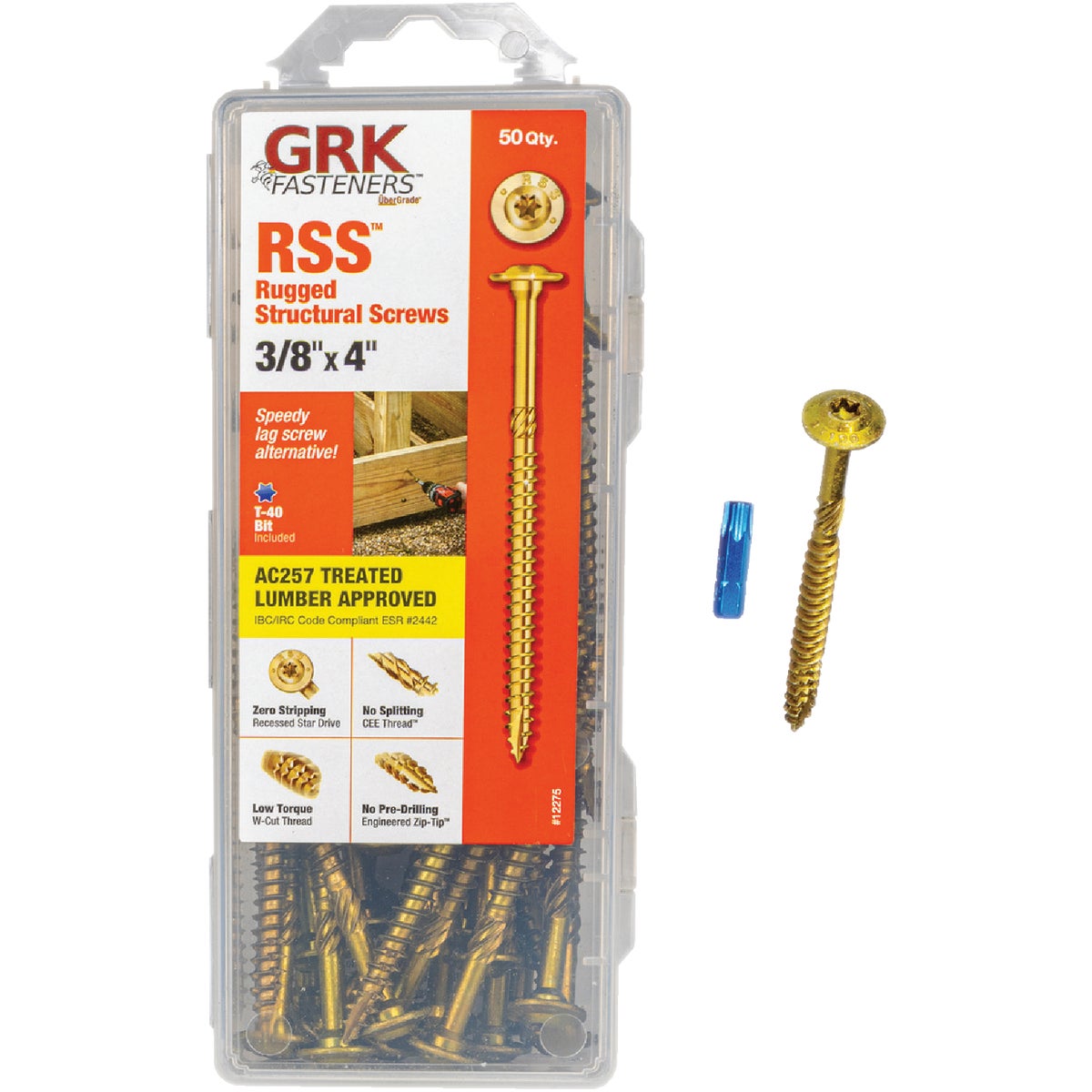 GRK RSS Rugged 3/8 In. x 4 In. Star Drive Washer-Head Structure Screw (50-Count)