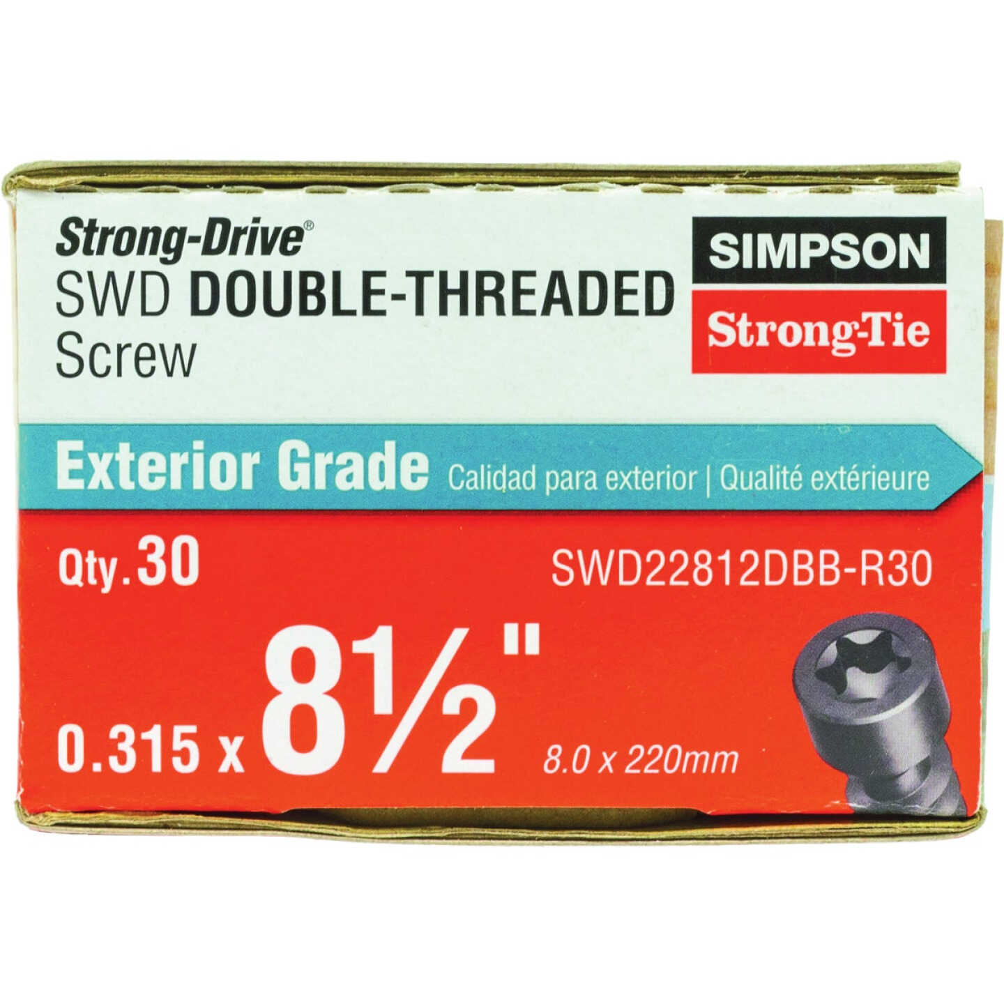 Simpson Strong-Tie Strong-Drive SWD 0.235 In. x 8-1/2 In. T40 Double-Threaded Screw (30-Count) Image 2