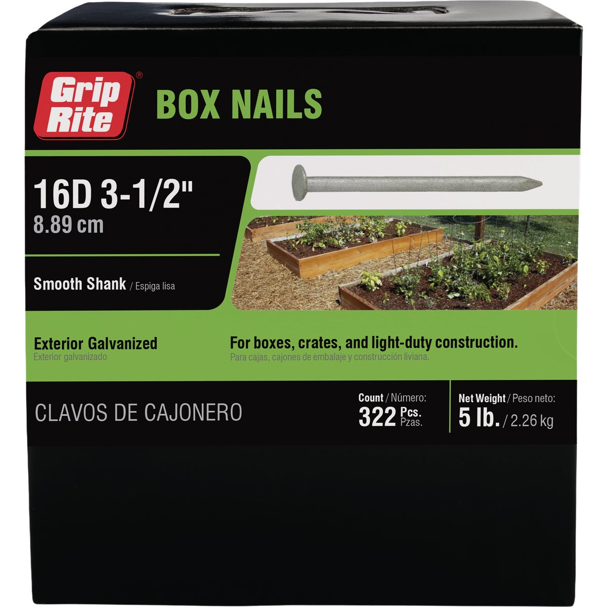 Grip-Rite 3-1/2 In. 16d x 10 ga Hot Galvanized Box Nail (322-Count)