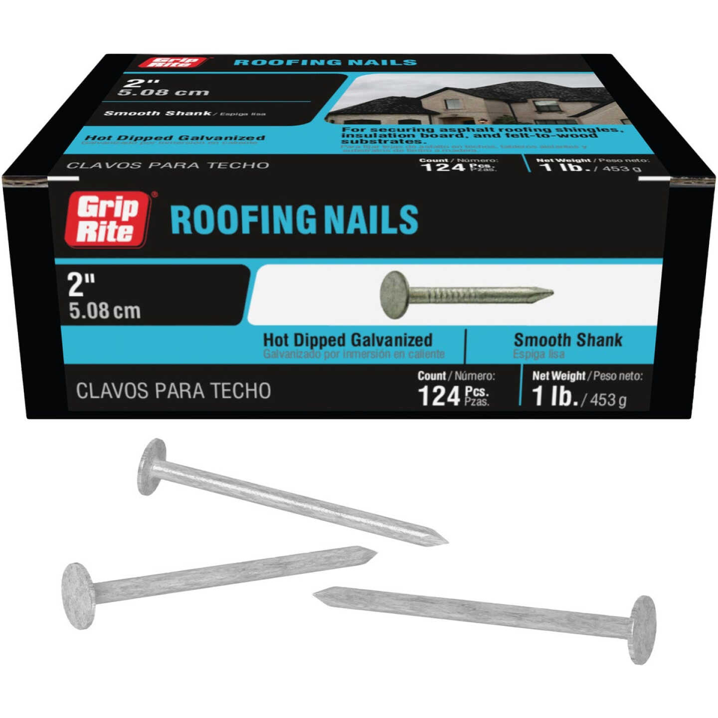 Grip-Rite 2 In. x 11 ga Hot Galvanized Roofing Nails (138-Count) Image 1
