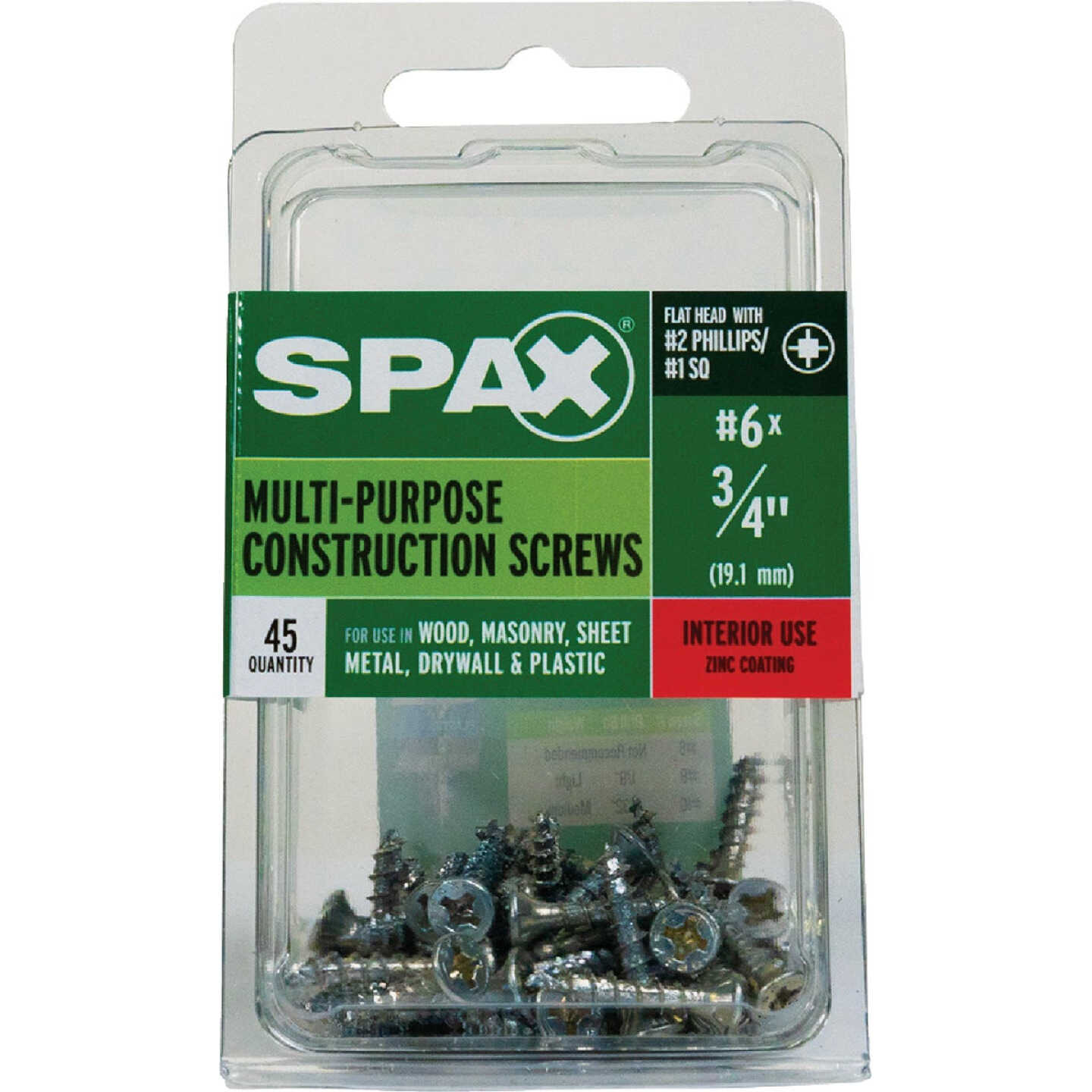 SPAX #6 x 3/4 In. Unidrive (Combo Drive) Flat Head Zinc (Interior) Multi-Purpose Construction Screw (45-Count) Image 4