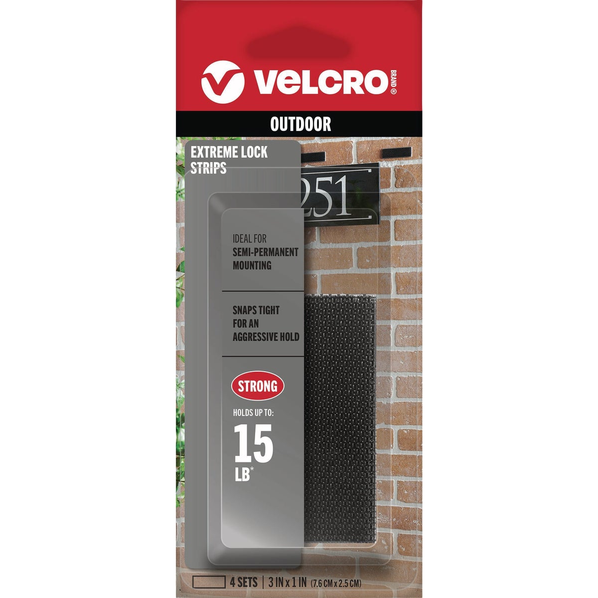 VELCRO Brand 3 In. x 1 In. Black Outdoor Extreme Lock Fasteners (4-Pack)