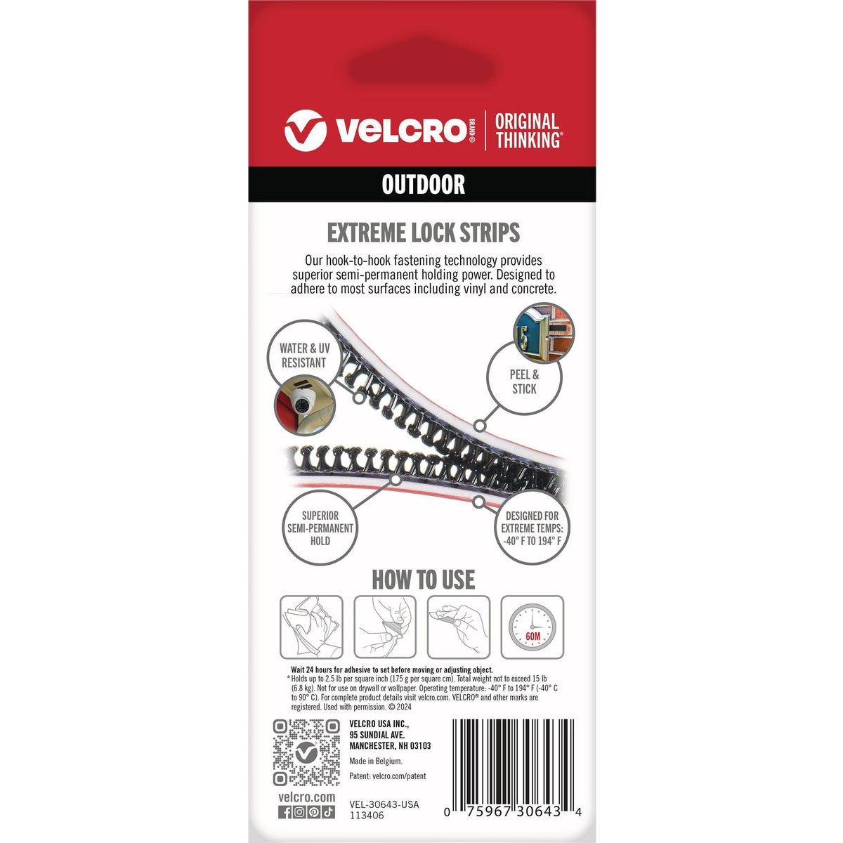 VELCRO Brand 3 In. x 1 In. Black Outdoor Extreme Lock Fasteners (4-Pack) Image 2