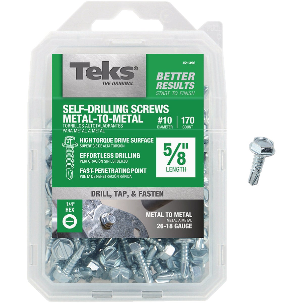 Teks #10 x 5/8 In. Hex Washer Head Drill Point Metal to Metal Screw (170-Count)