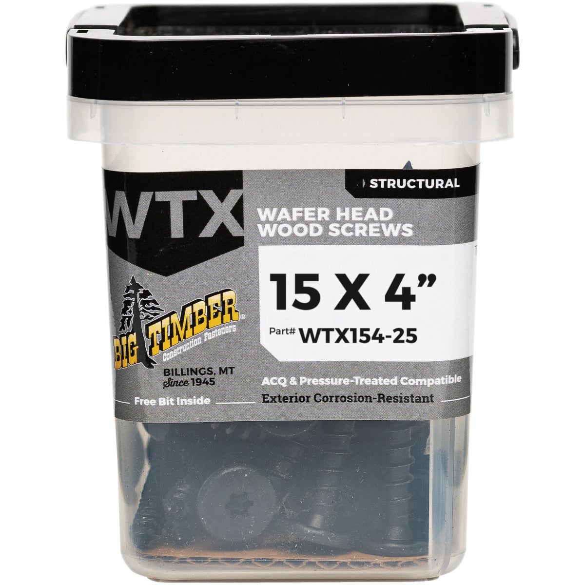 Big Timber #15 x 4 In. Wafer Head Black Wood Screw (25-Count)