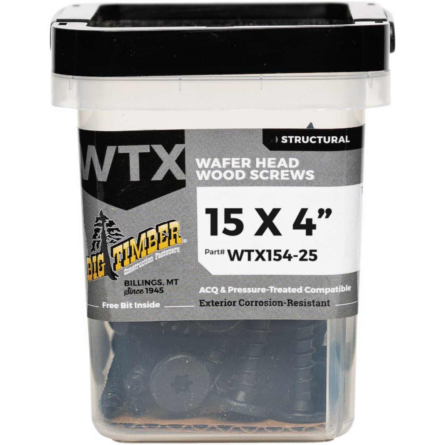 Big Timber #15 x 4 In. Wafer Head Black Wood Screw (25-Count) Image 1