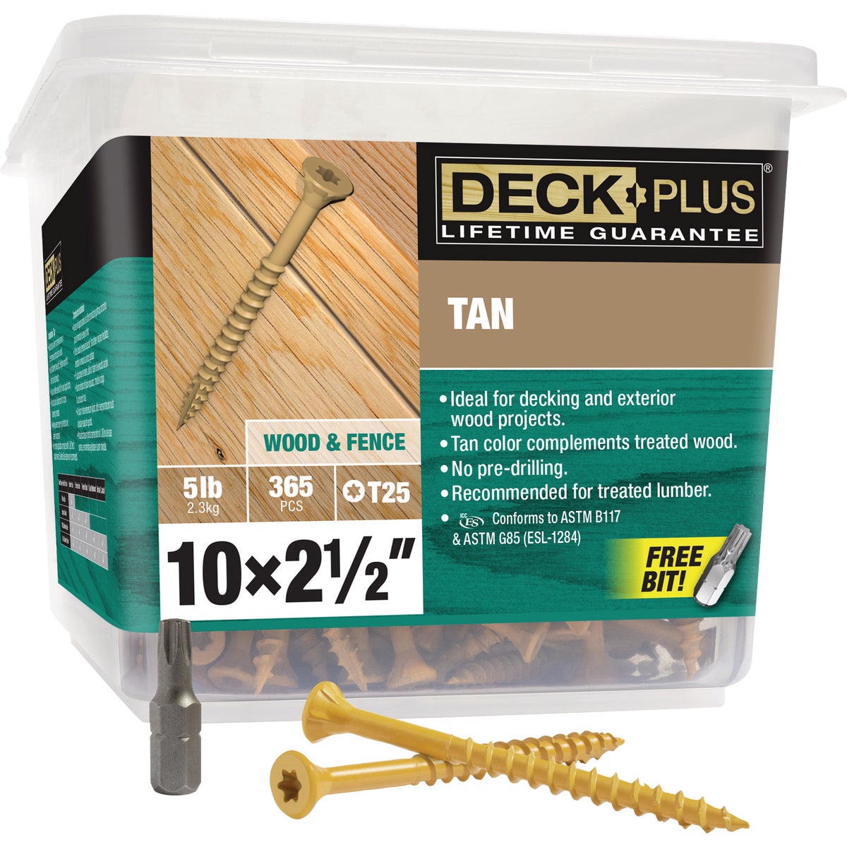 Hillman Deck Plus #10 x 2-1/2 In. Tan Deck Screw (365-Count)