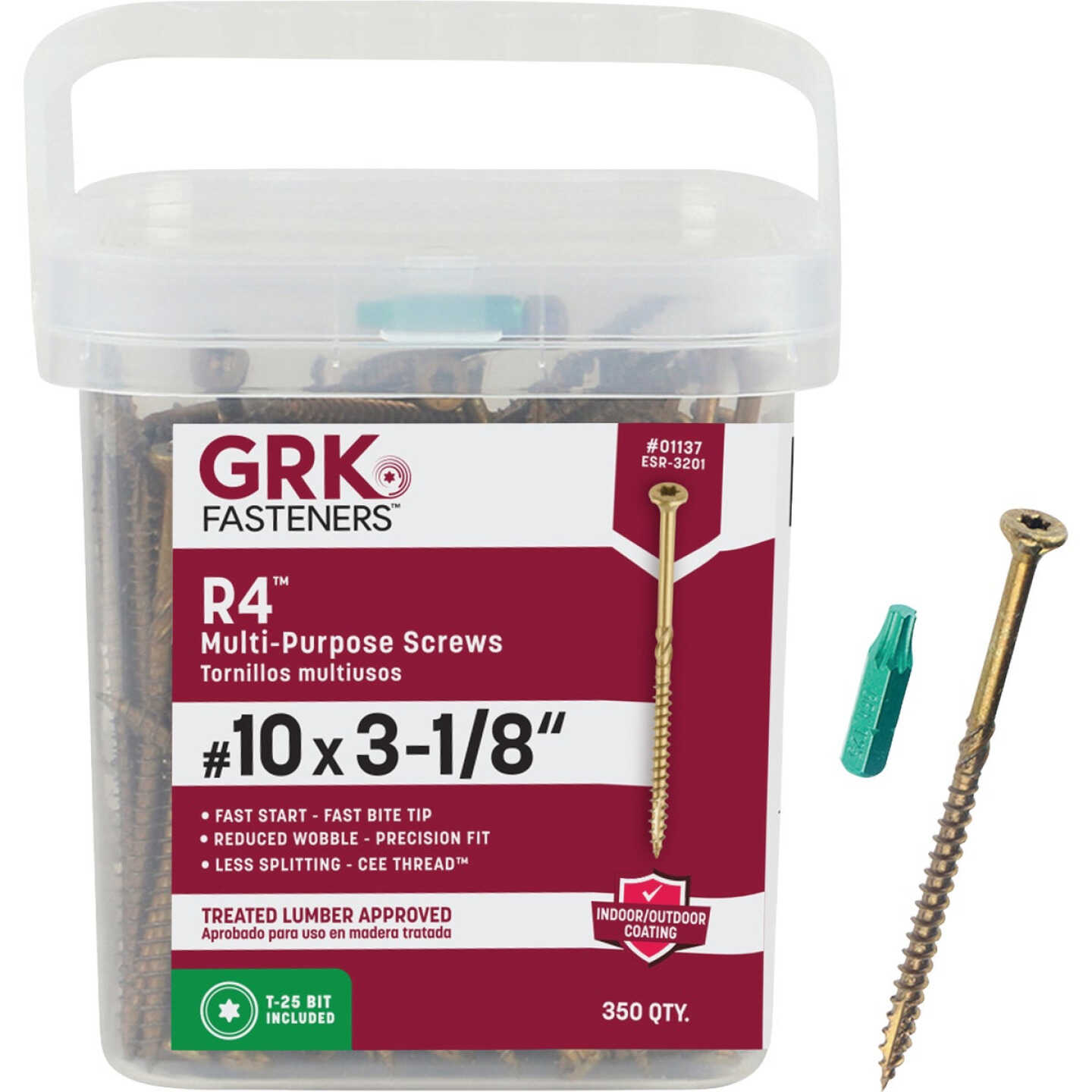GRK R4 #10 x 3-1/8 In. Star Drive Multi-Purpose Wood Screw (350-Count) Image 1