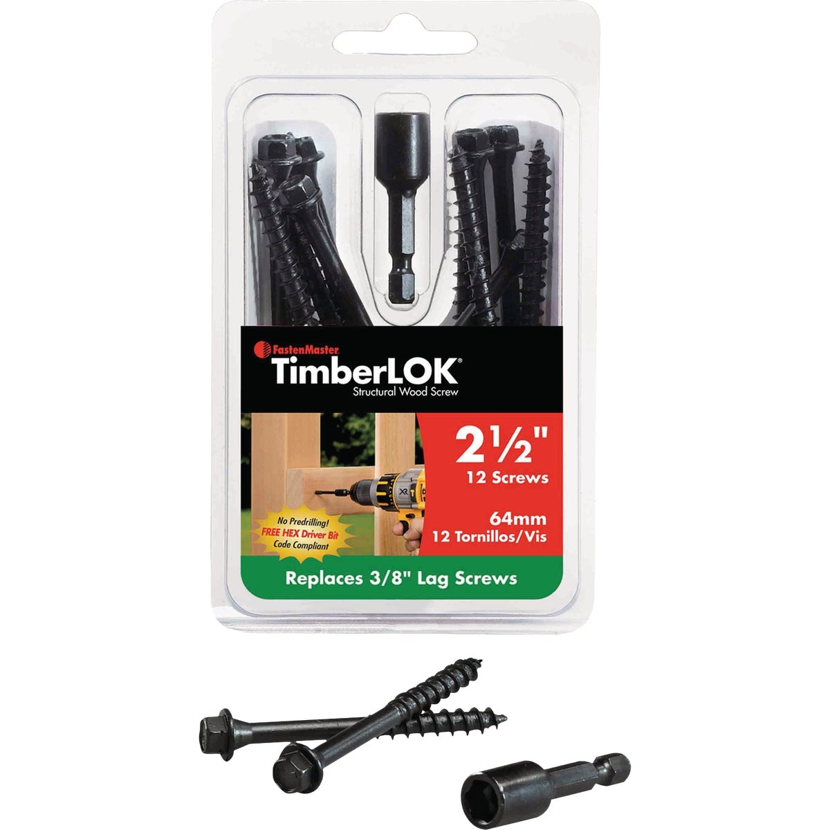 Fastenmaster Timberlok 2-1/2 In. Countersunk Hex Washer Structure Screw (12-Count) Image 3