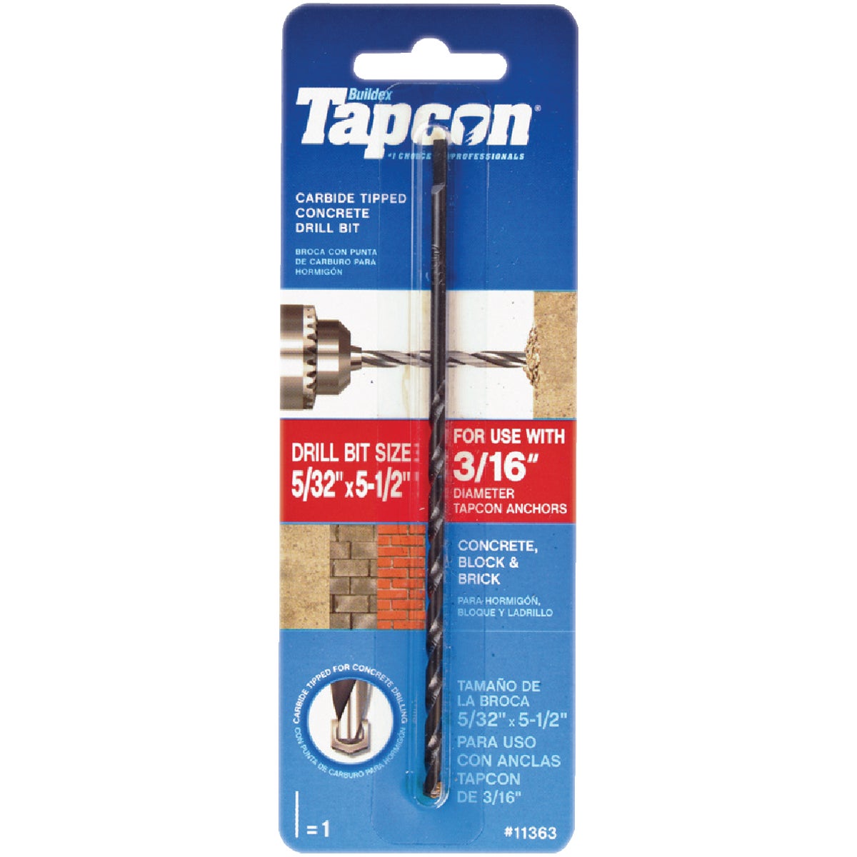Tapcon 5/32 In. x 5-1/2 In. Masonry Drill Bit Image 1