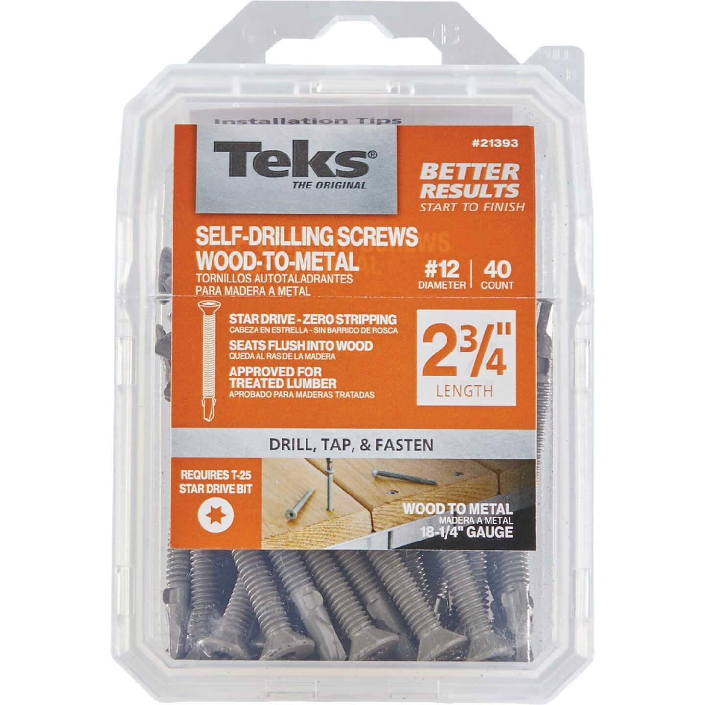 Teks #12 x 2-3/4 In. Star Head Drill Point Wood-to-Metal Screws (40-Count) Image 1