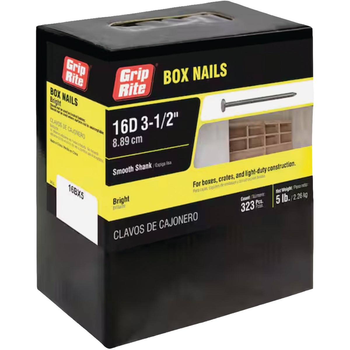 Grip-Rite 3-1/2 In. x 10 ga x 16d Bright Box Nails (355-Count) Image 1