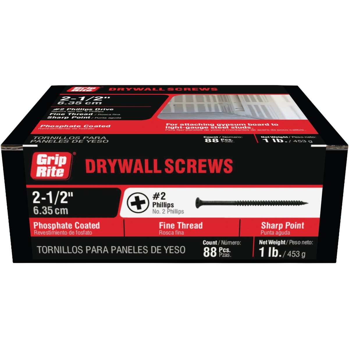 Grip-Rite #8 x 2-1/2 In. Fine Thread Multipurpose Drywall Screw (1 Lb.) Image 2