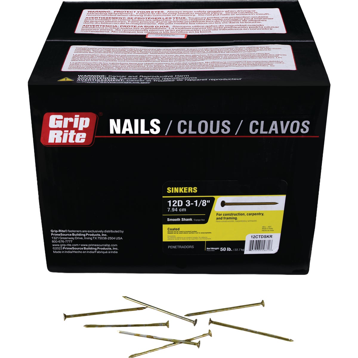 Grip-Rite 3-1/4 In. 12d x 11.5 ga Vinyl Coated Steel Sinker Nail (50 Lb.)