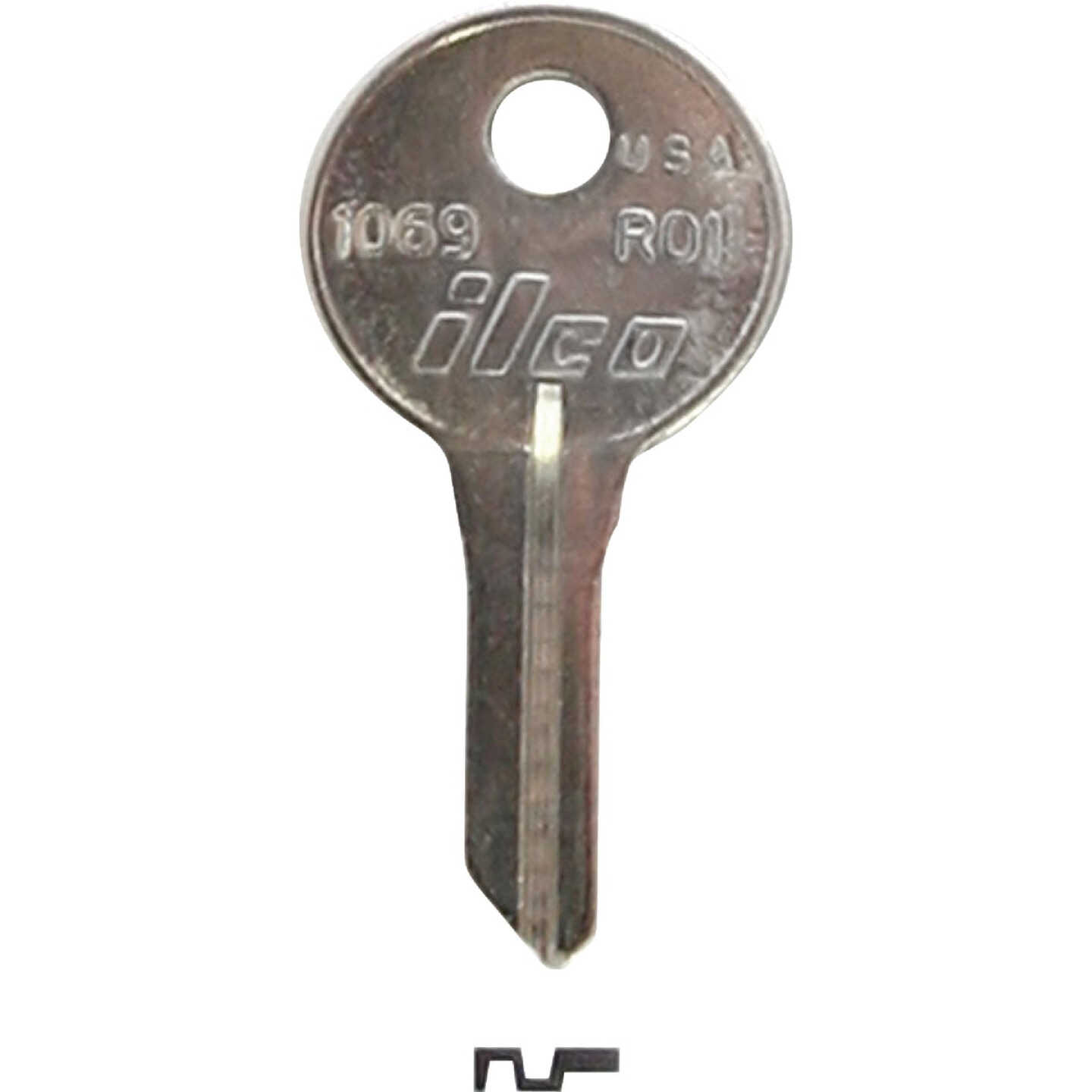 ILCO Russwin Nickel Plated File Cabinet Key RO1 / 1069 (10-Pack) Image 1
