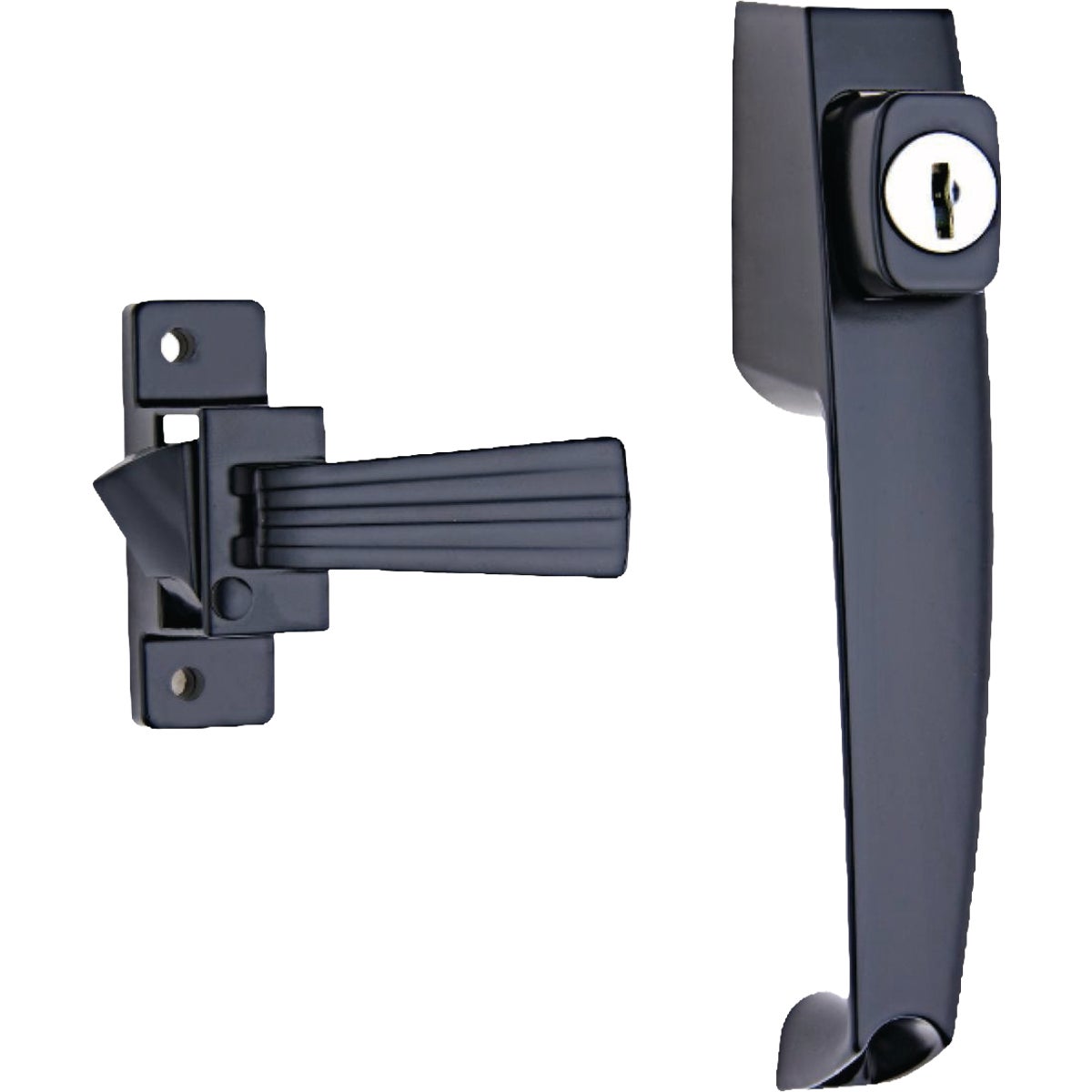 Wright Keyed Black Push Button Latch with 1-3/4 In. Hole Spacing