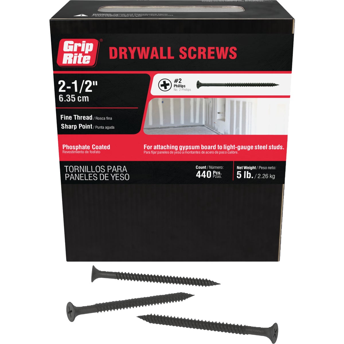 Grip-Rite #8 x 2-1/2 In. Fine Thread Multipurpose Drywall Screw (5 Lb.) Image 1