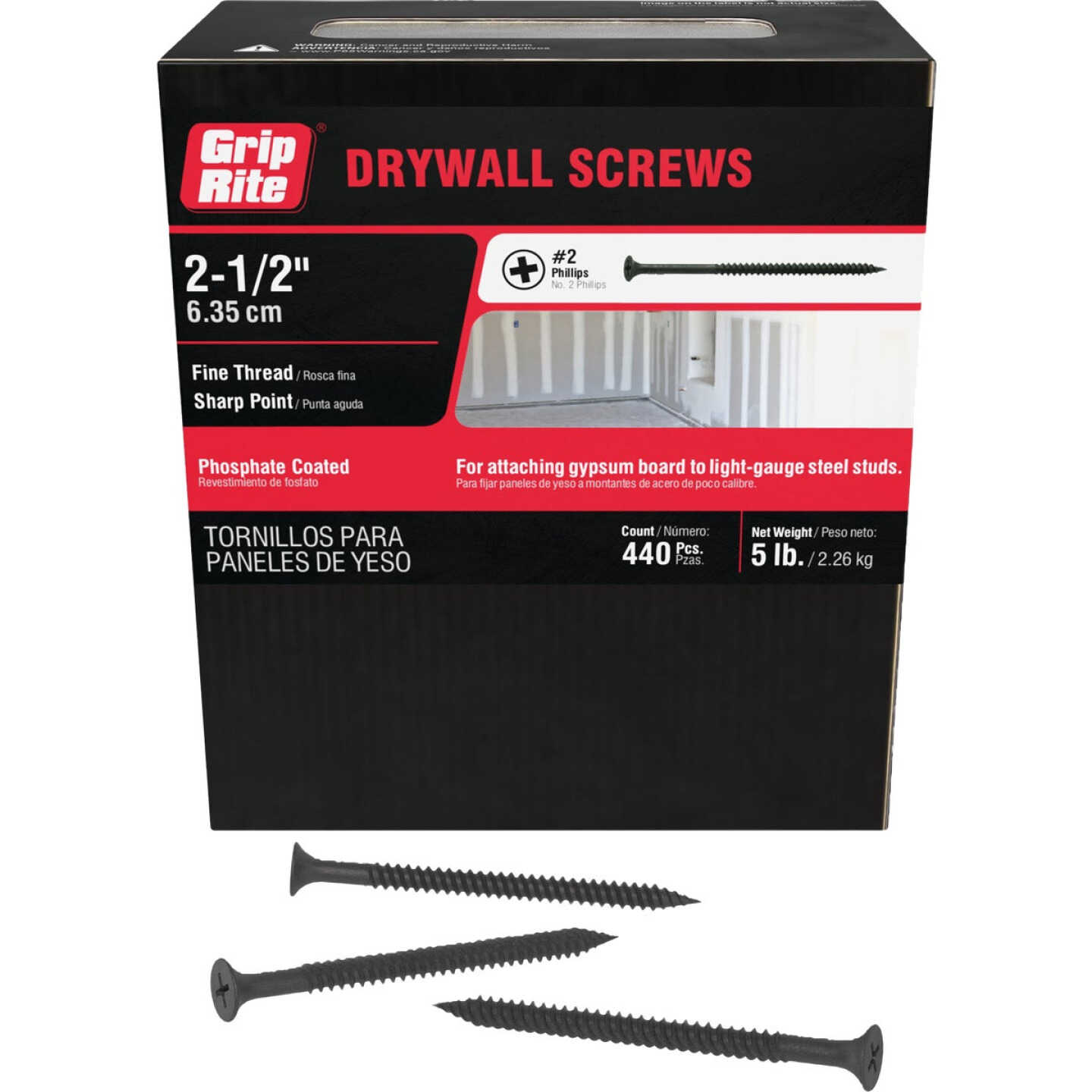 Grip-Rite #8 x 2-1/2 In. Fine Thread Multipurpose Drywall Screw (5 Lb.) Image 1