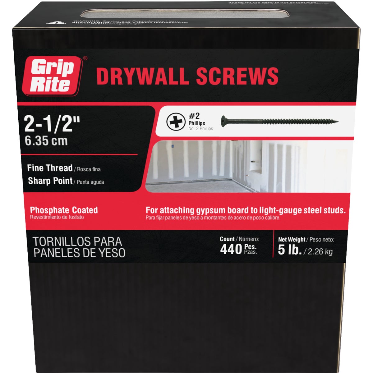 Grip-Rite #8 x 2-1/2 In. Fine Thread Multipurpose Drywall Screw (5 Lb.) Image 2