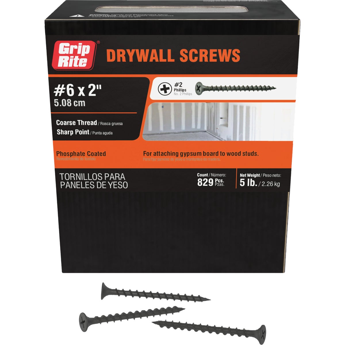 Grip-Rite #6 x 2 In. Coarse Thread Black Phosphate Drywall Screw (5 Lb.)