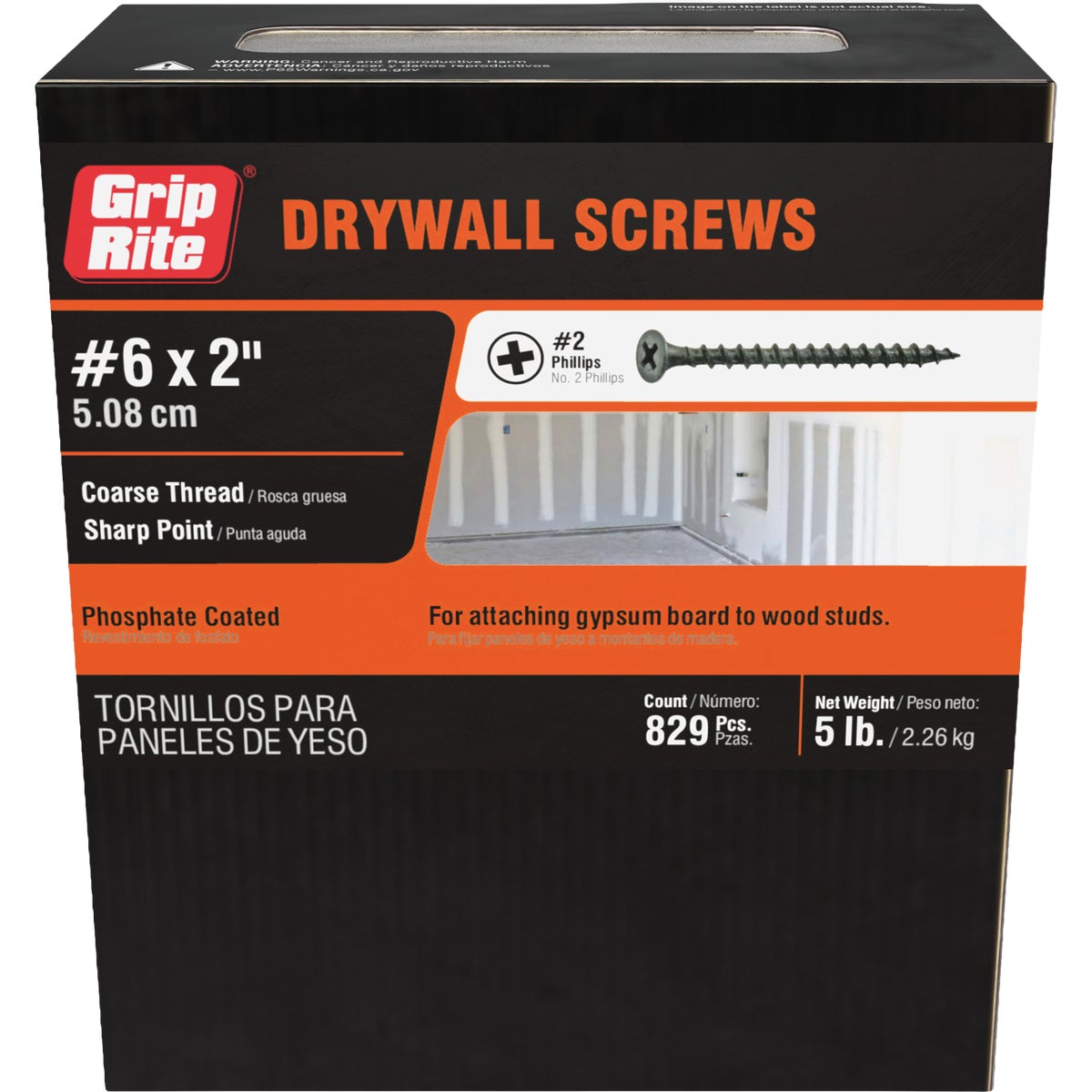 Grip-Rite #6 x 2 In. Coarse Thread Black Phosphate Drywall Screw (5 Lb.) Image 2