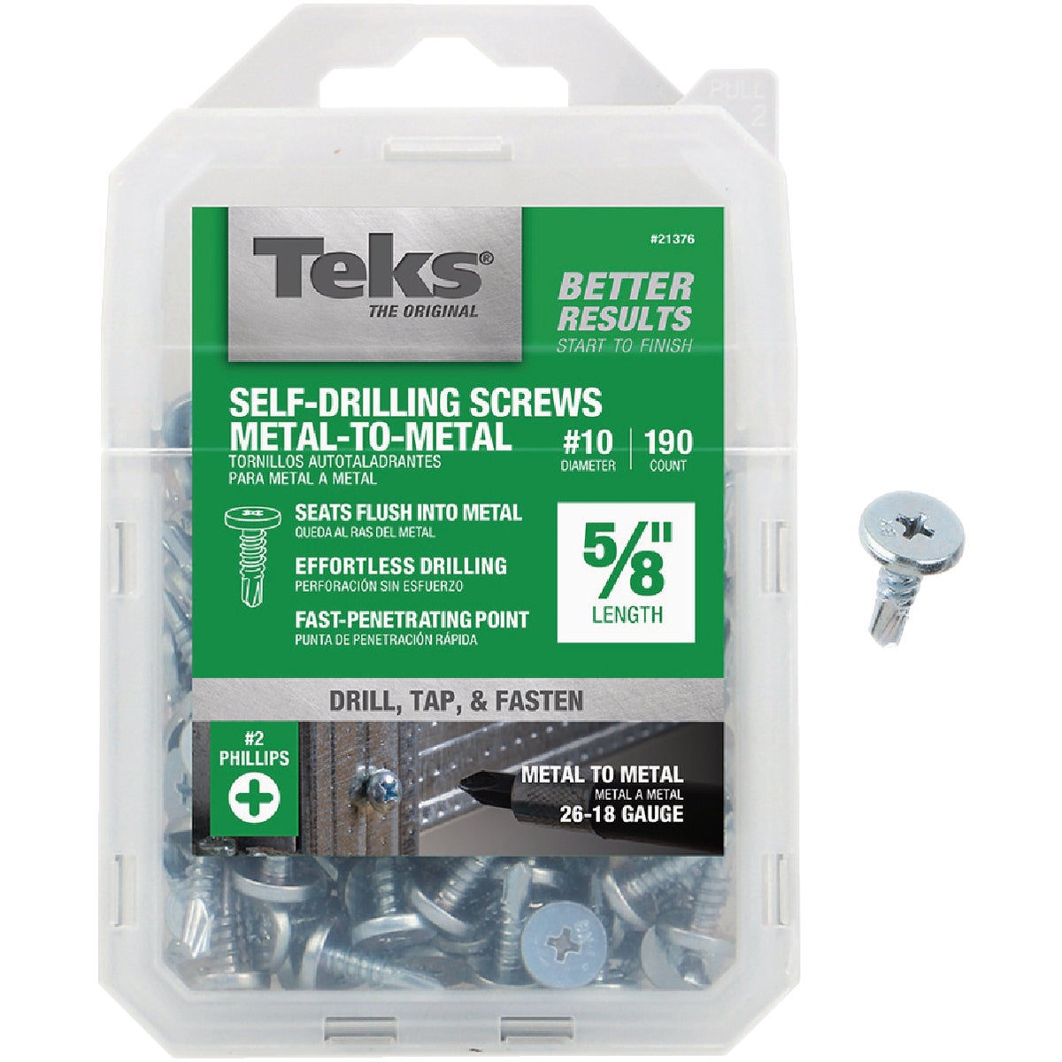 Teks #10 x 5/8 In. Pan Head Drill Point Metal to Metal Screw (190-Count)