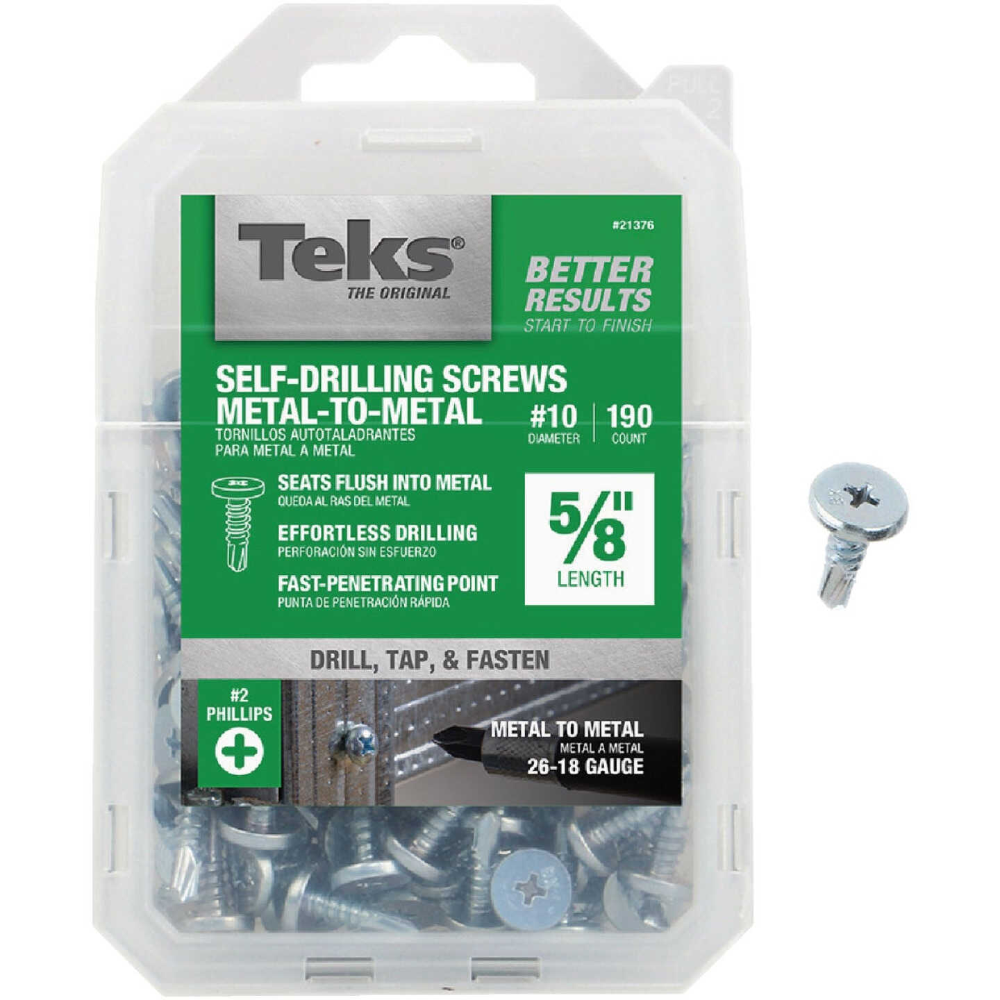 Teks #10 x 5/8 In. Pan Head Drill Point Metal to Metal Screw (190-Count) Image 1