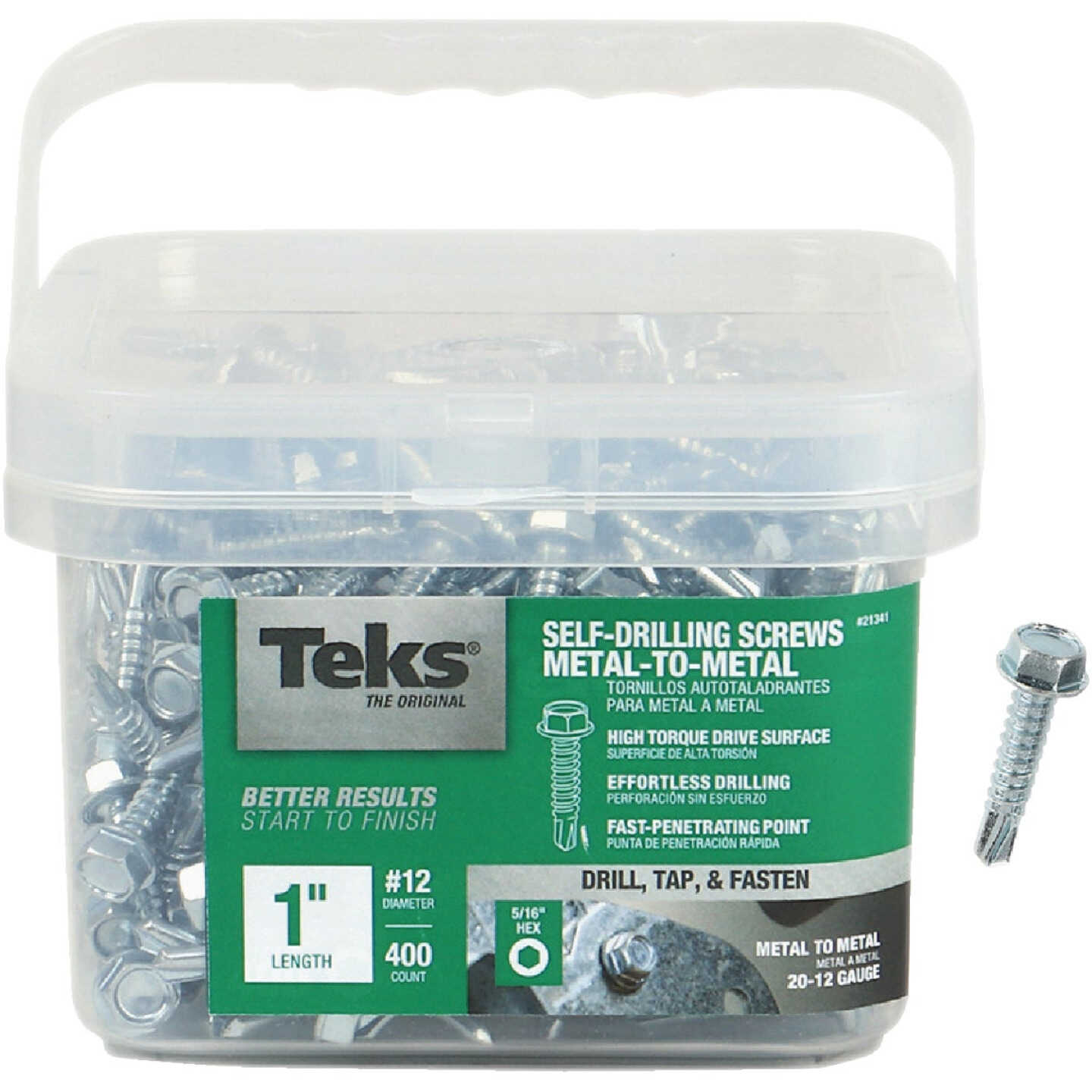Teks #12 x 1 In. Hex Washer Head Drill Point Metal to Metal Screw (400-Count) Image 1