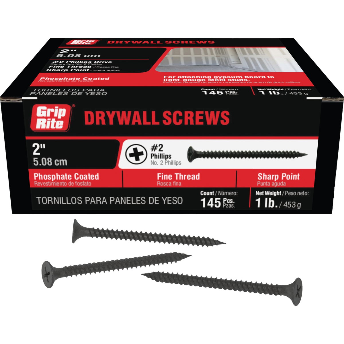 Grip-Rite #6 x 2 In. Fine Thread Multipurpose Drywall Screw (1 Lb.) Image 1