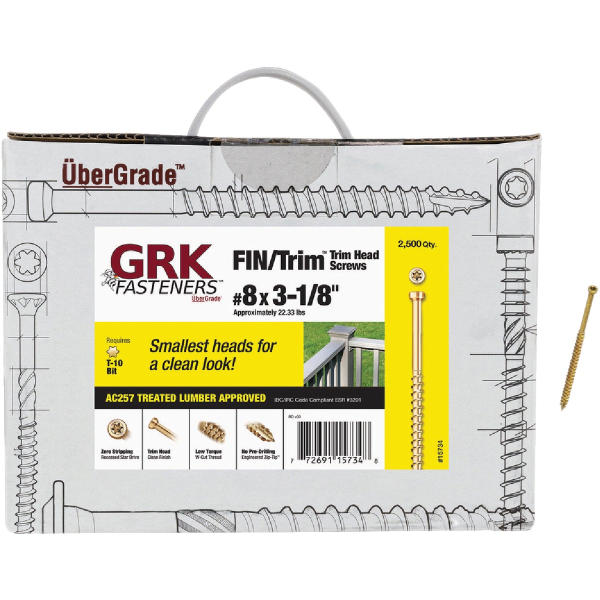 GRK #8 x 3-1/8 In. Star Drive Steel Trim Screw (2500-Count) Image 7