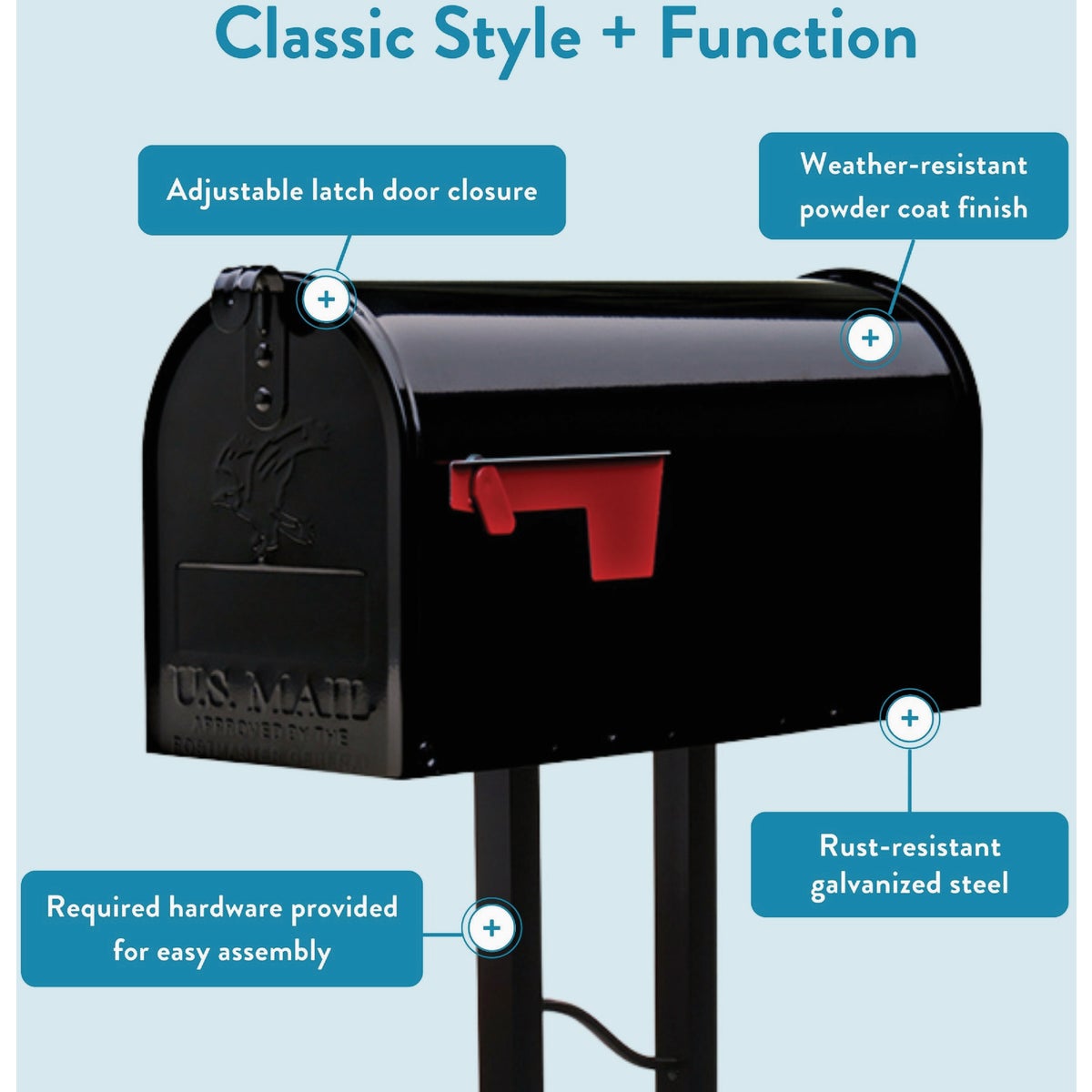 Architectural Mailboxes Black Glossy Mailbox-to-Go All-in-One Mailbox & Post Kit Image 3