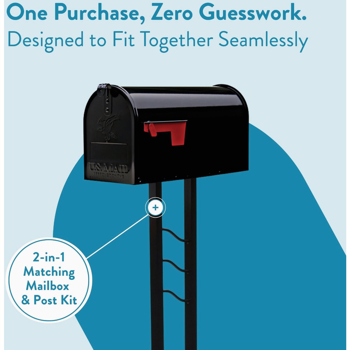 Architectural Mailboxes Black Glossy Mailbox-to-Go All-in-One Mailbox & Post Kit Image 5