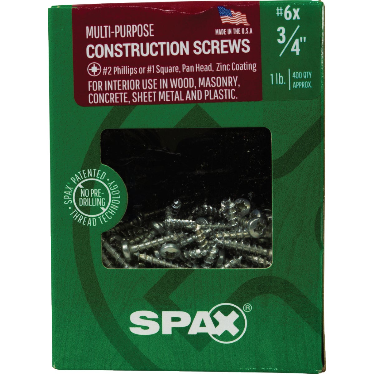 SPAX #6 x 3/4 In. Unidrive (Combo Drive) Pan Head Zinc (Interior) Multi-Purpose Construction Screw (400-Count) Image 6