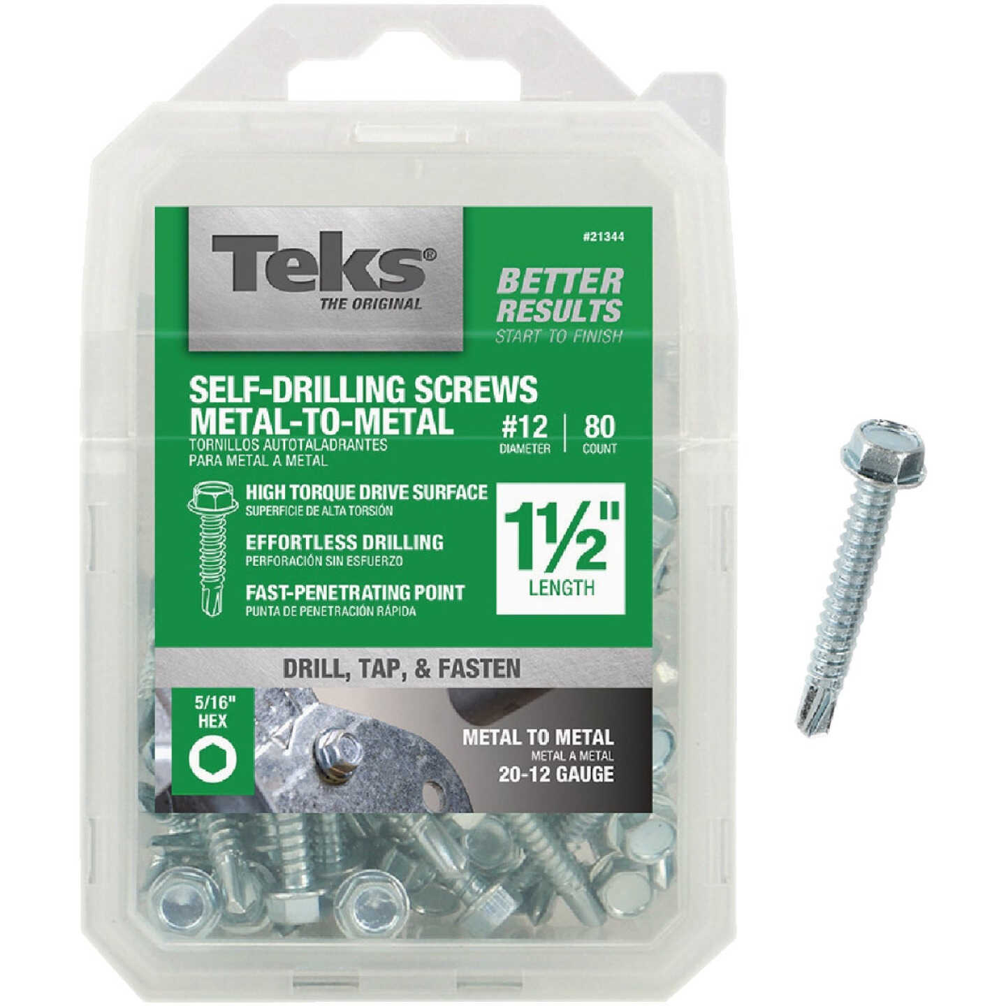 Teks #12 x 1-1/2 In. Hex Washer Head Drill Point Metal to Metal Screw (80-Count) Image 1