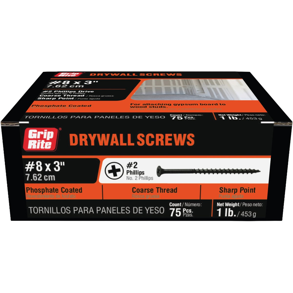 Grip-Rite #8 x 3 In. Coarse Thread Black Phosphate Drywall Screw (1 Lb.) Image 2