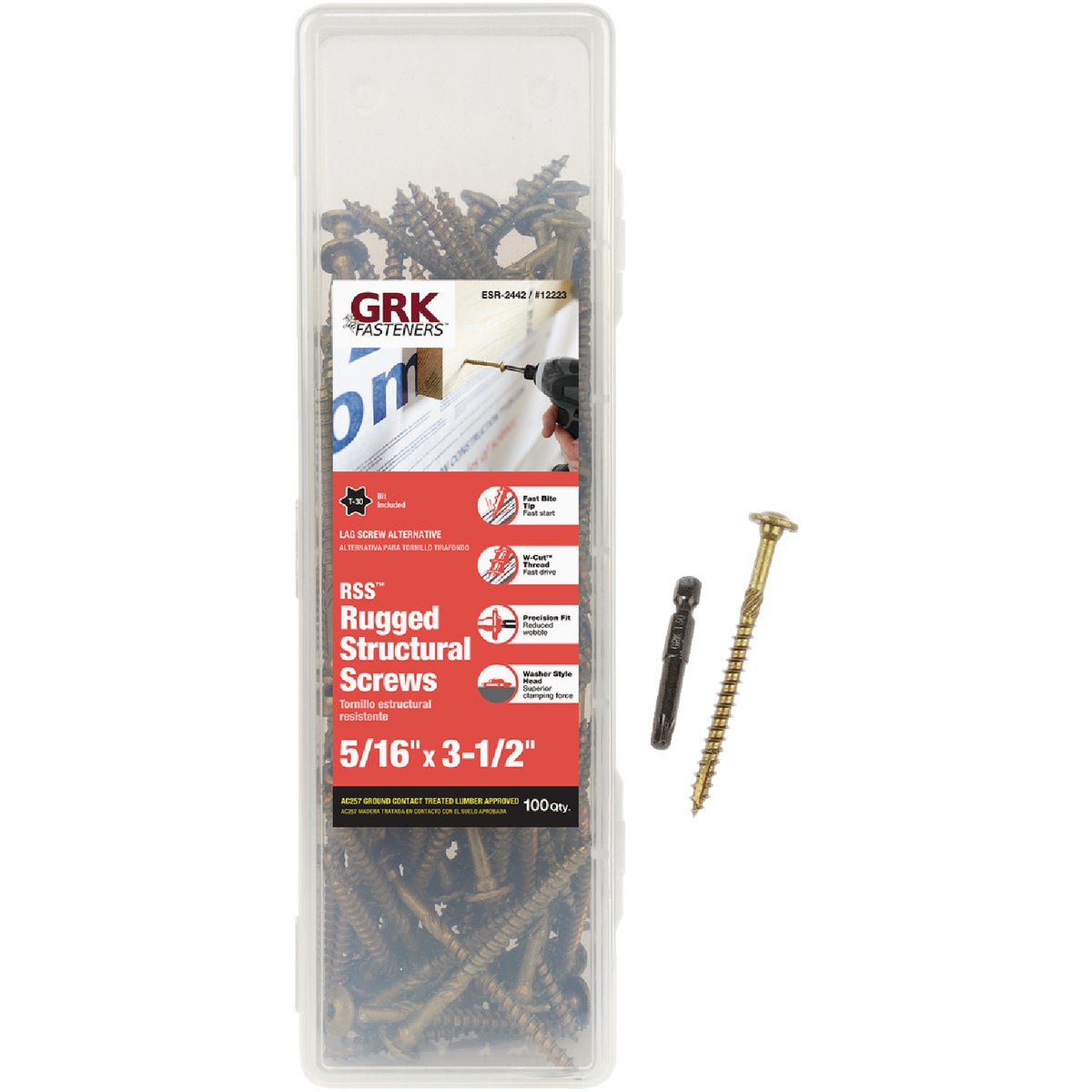 GRK RSS Rugged 5/16 In. x 3-1/2 In. Star Drive Washer-Head Structure Screw (100-Count)