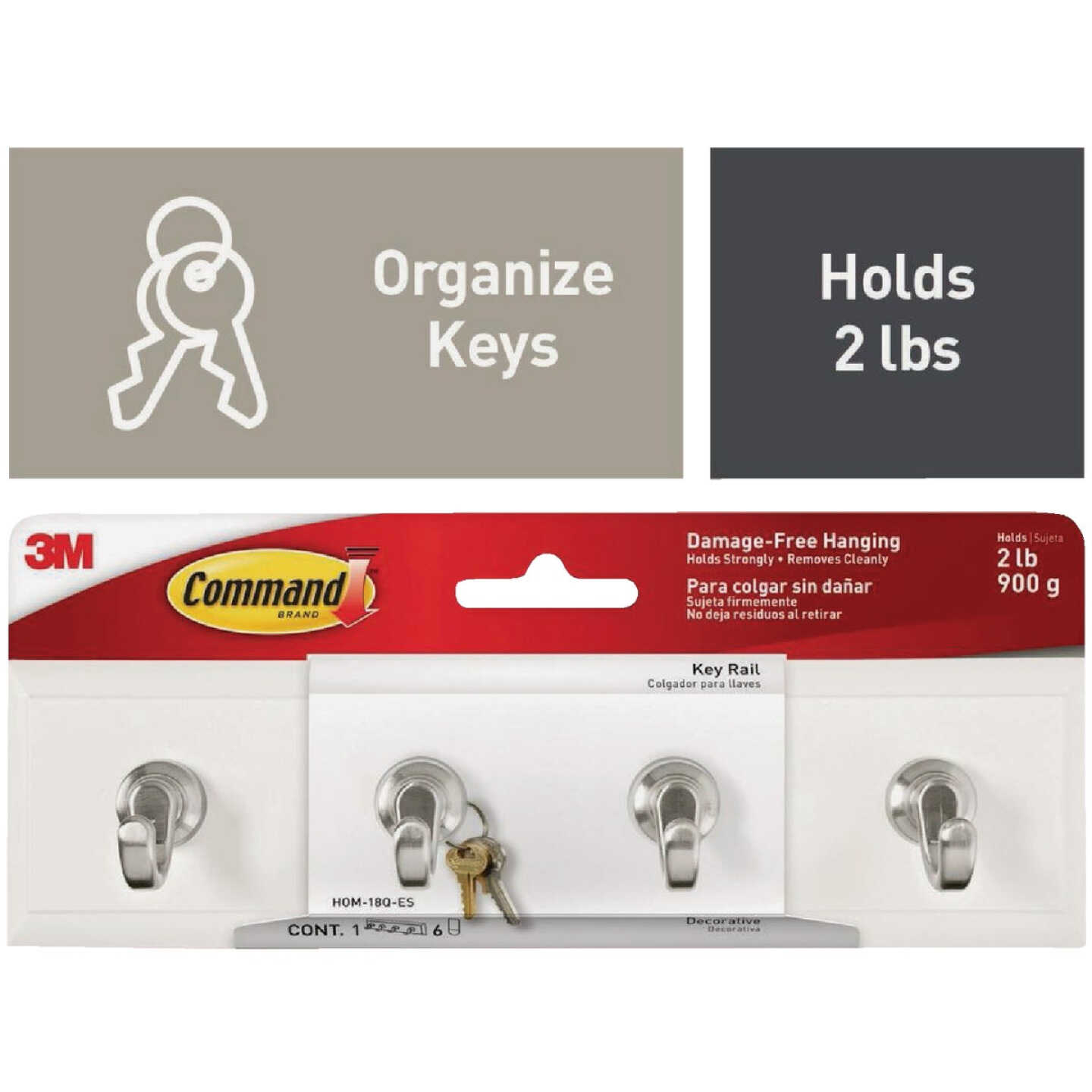 Command Quartz Adhesive Key Rail, 6 Strips Image 1