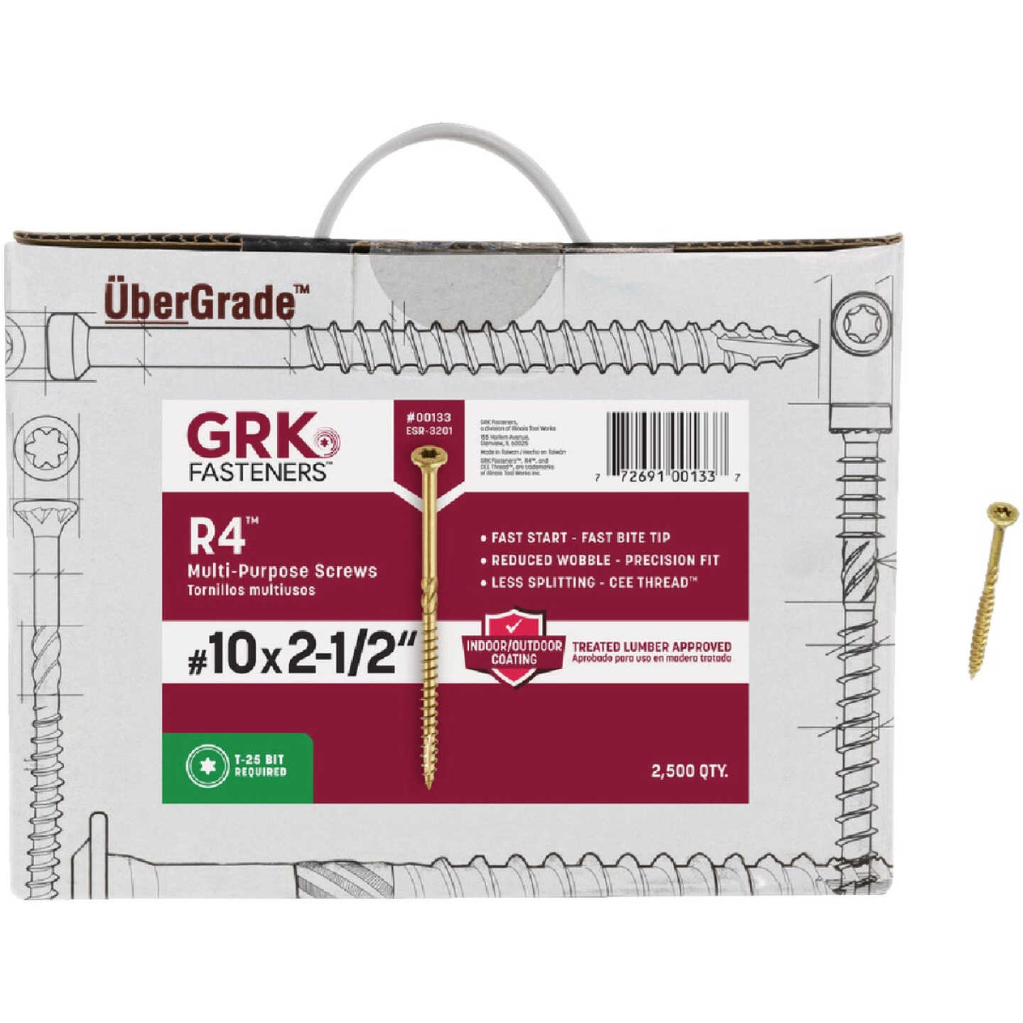 GRK R4 #10 x 2-1/2 In. Star Drive Multi-Purpose Wood Screw (2500-Count) Image 1