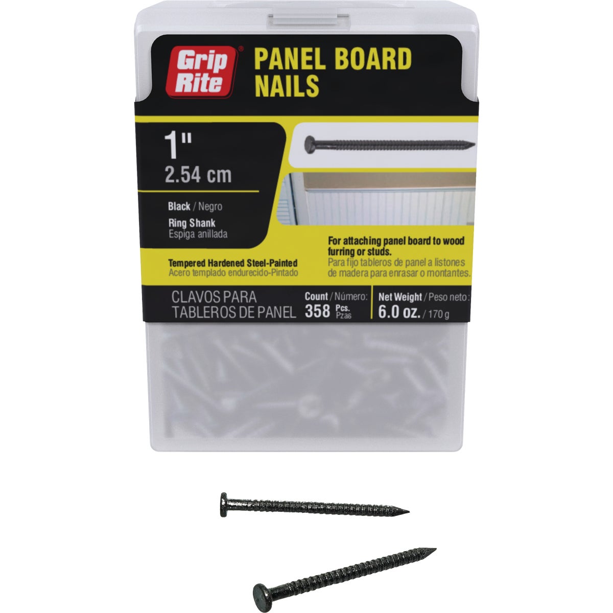 Grip-Rite 1 In. x 16-1/2 ga Ring Shank Black Paneling Nail (358-Count)
