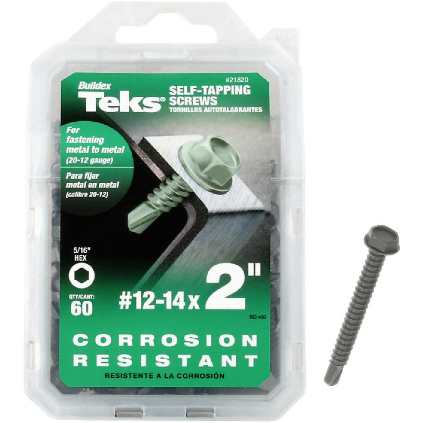 Teks #12 x 2 In. Hex Washer Head Drill Point Metal to Metal Screw (60-Count) Image 1