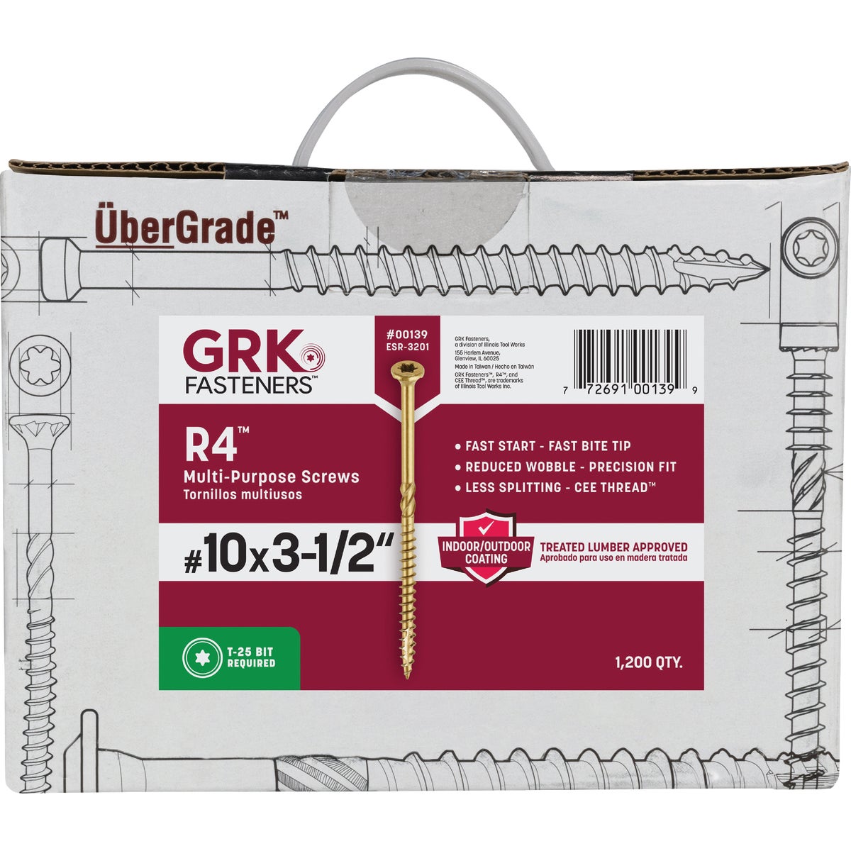 GRK R4 #10 x 3-1/2 In. Star Drive Multi-Purpose Wood Screw (1200-Count) Image 7