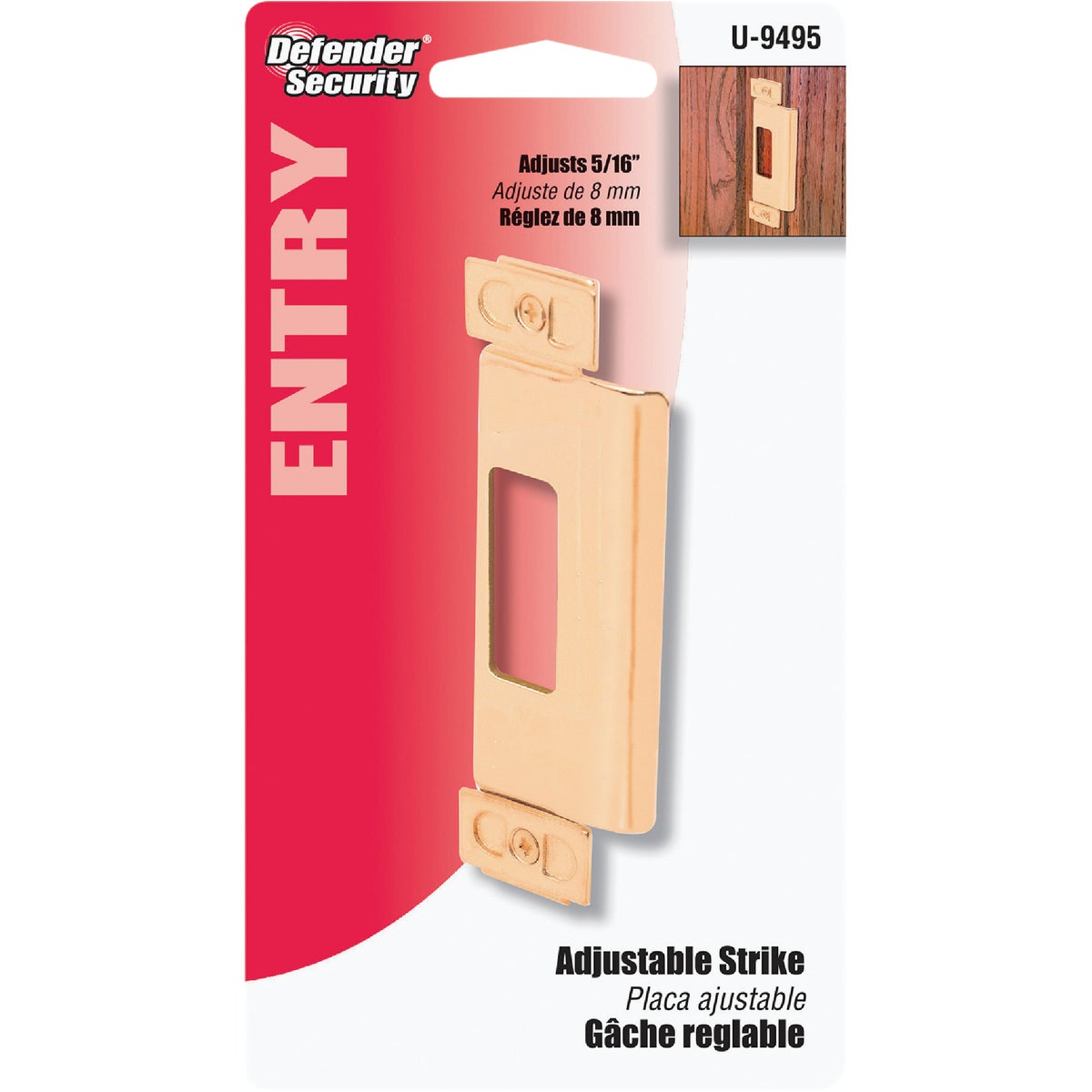 Defender Security Large Brass Adjust-A-Strike Plate Image 2