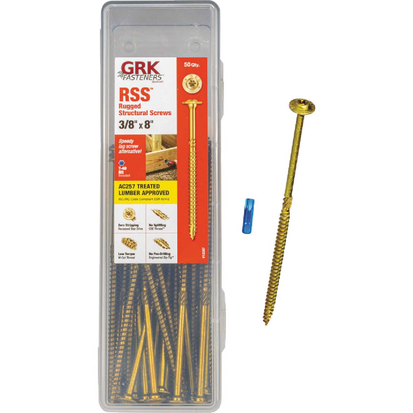 GRK RSS Rugged 3/8 In. x 8 In. Star Drive Washer-Head Structure Screw (50-Count) Image 1