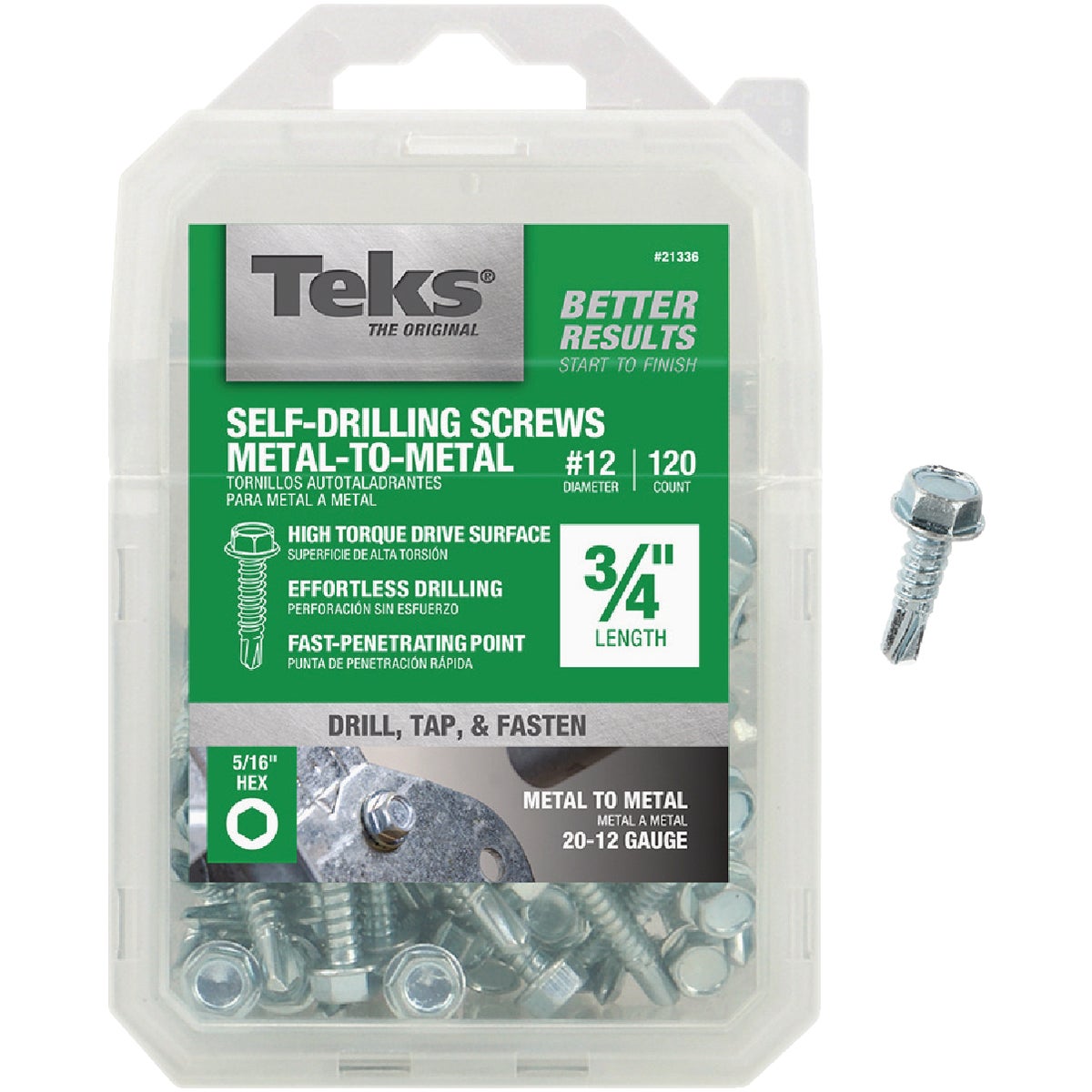 Teks #12 x 3/4 In. Hex Washer Head Drill Point Metal to Metal Screw (120-Count)