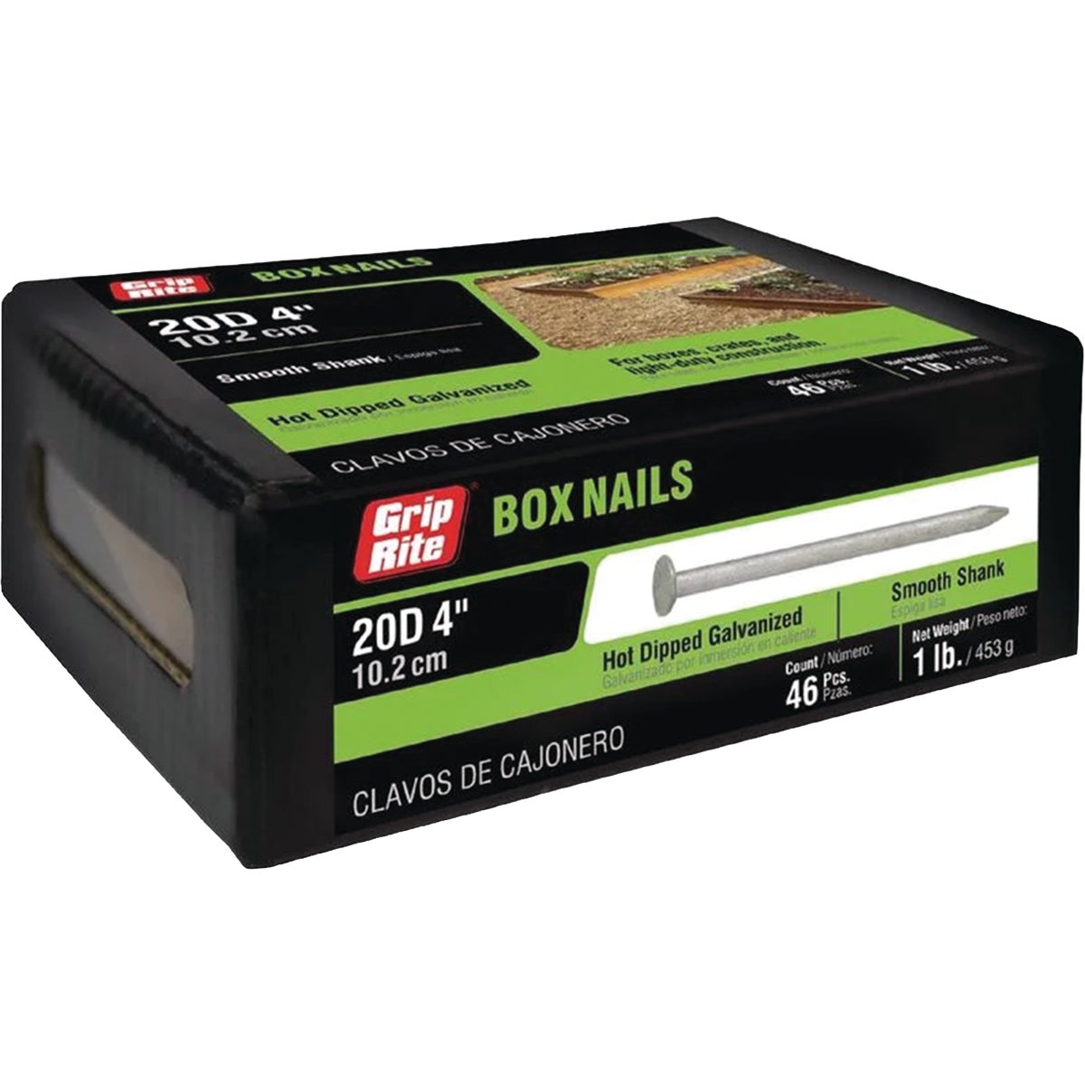 Grip-Rite 4 In. 20d x 9 ga Hot-Dipped Galvanized Steel Box Nail (1 Lb.)