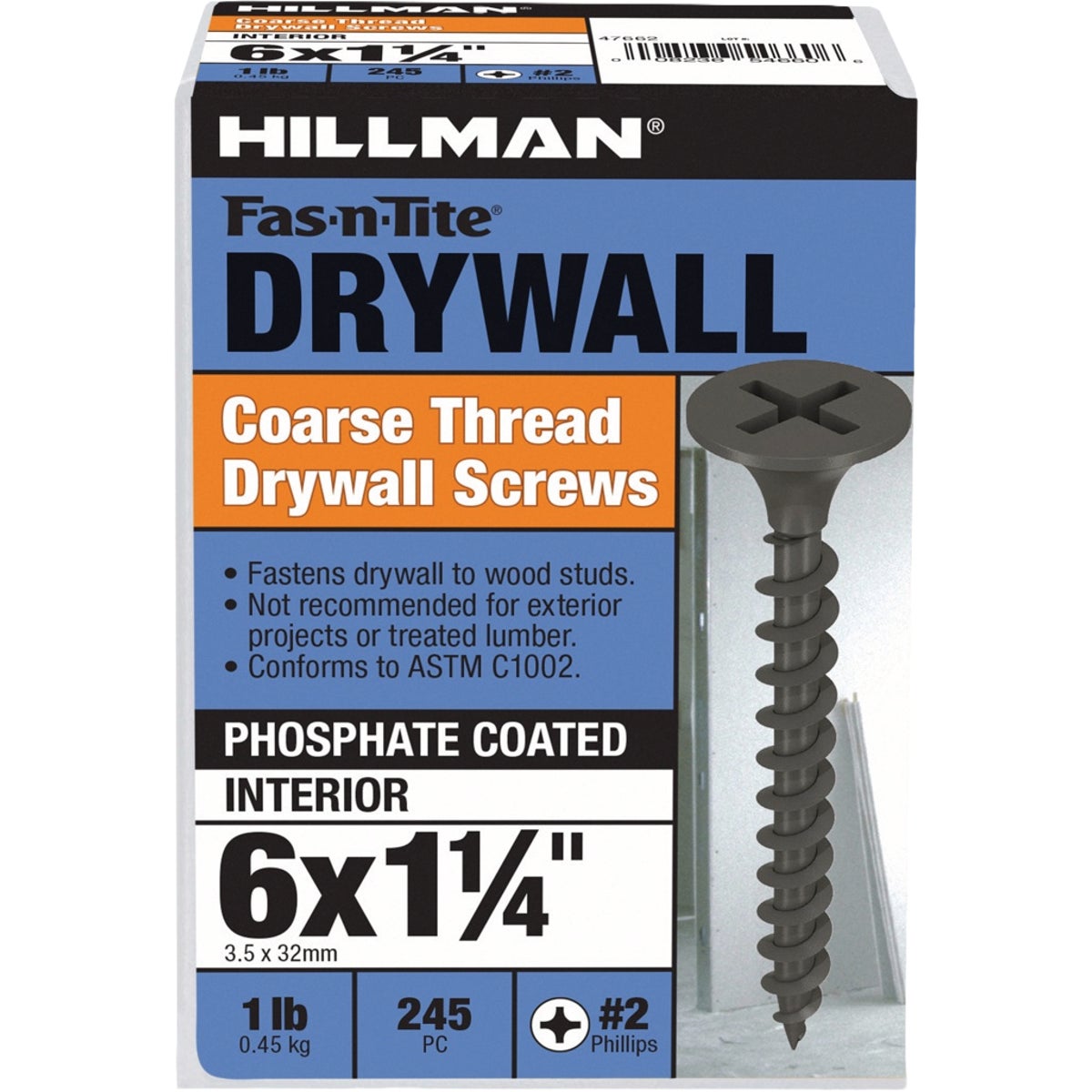 Hillman Fas-N-Tite #6 x 1-1/4 In. Phillips Coarse Thread Drywall Screw (245-Count)